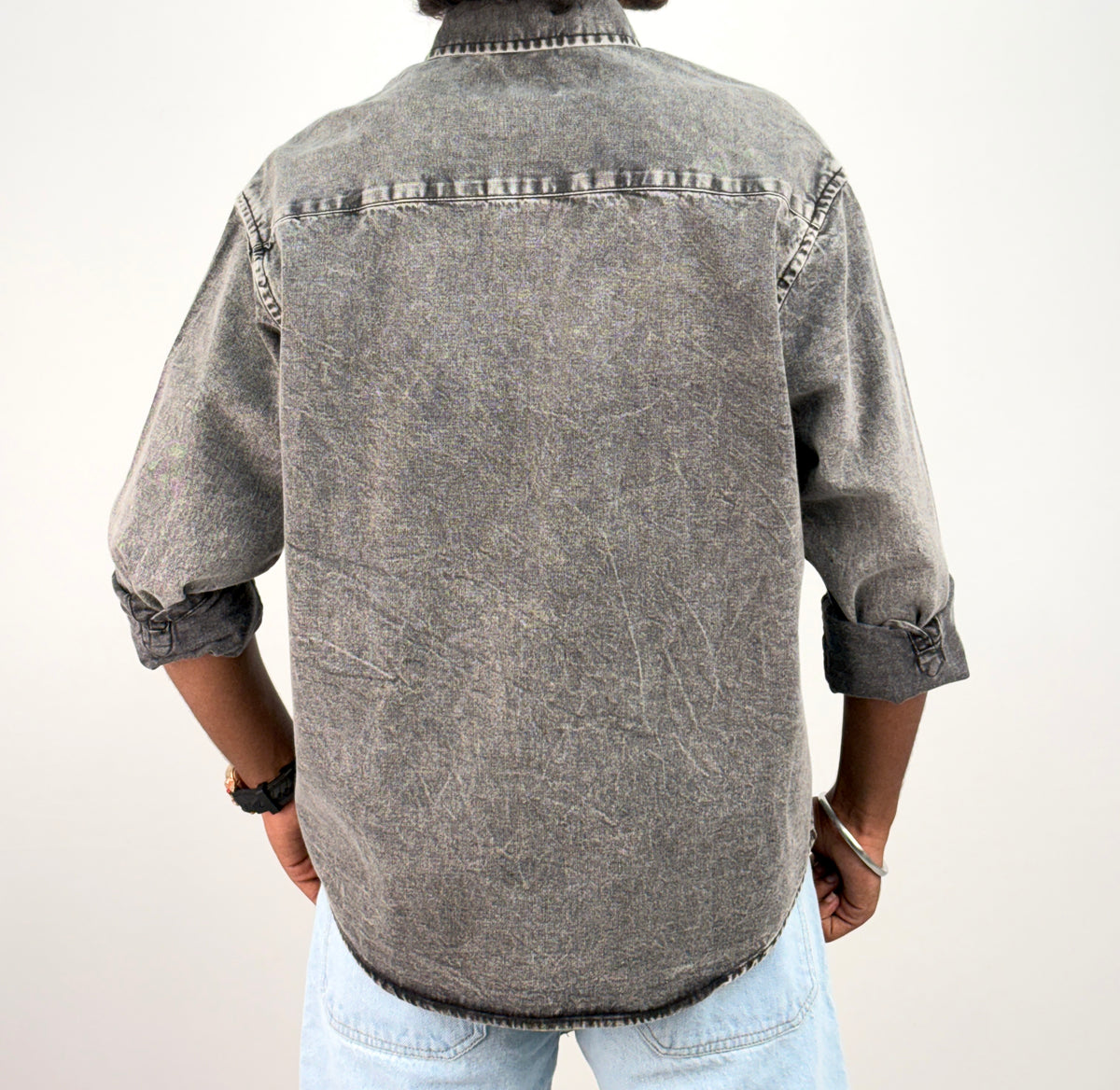 Grey Acid Wash Denim Shirt
