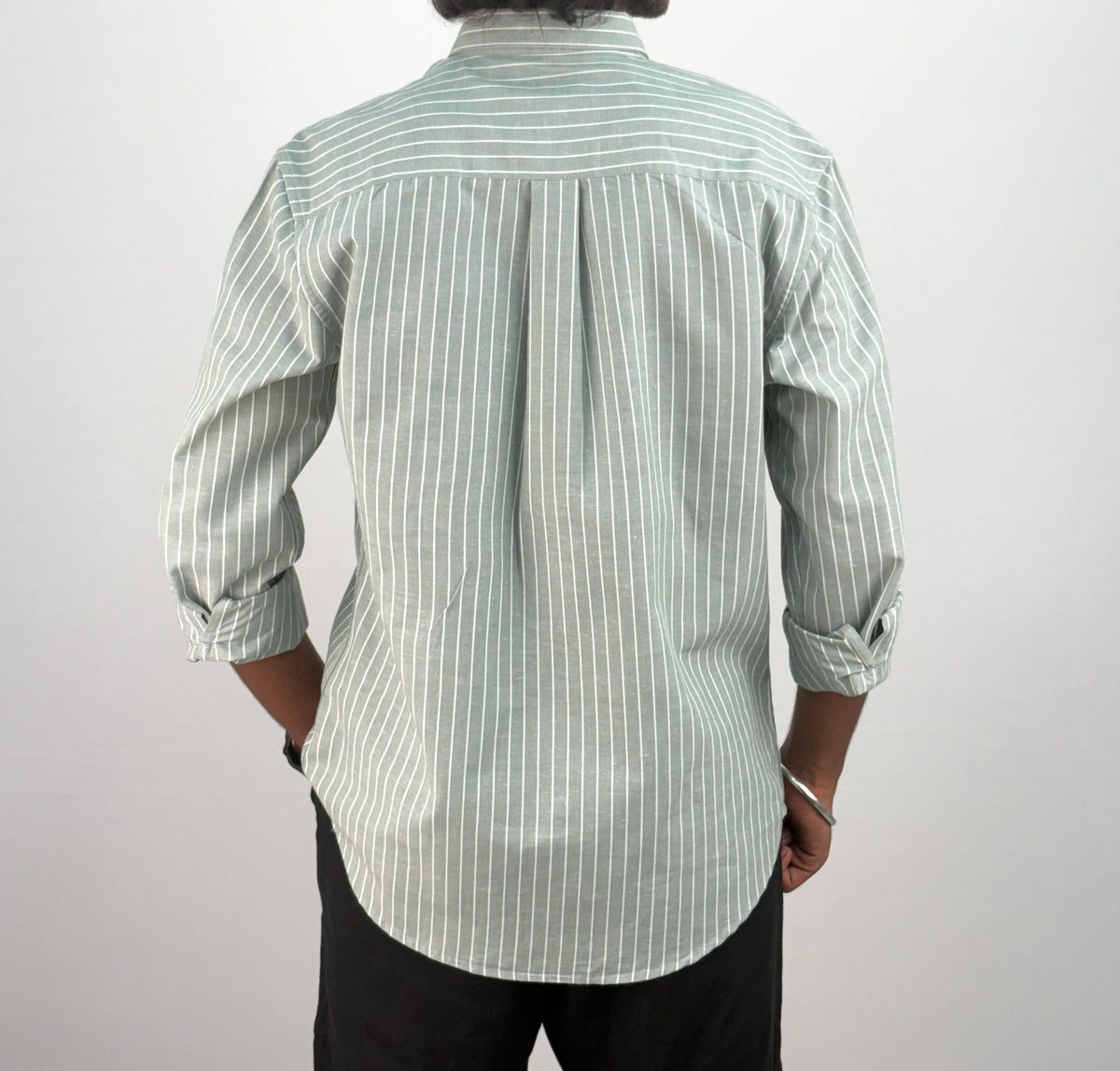 Light Green Linen Stripe Shirt