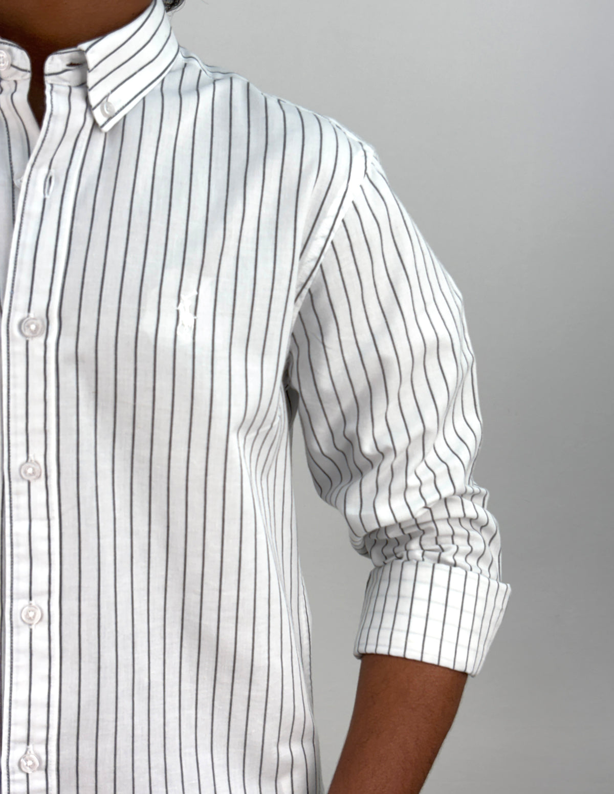 White Linen Stripe Shirt