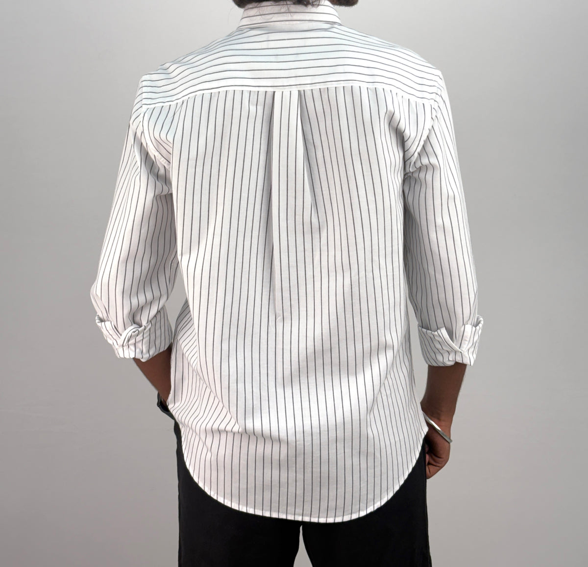 White Linen Stripe Shirt