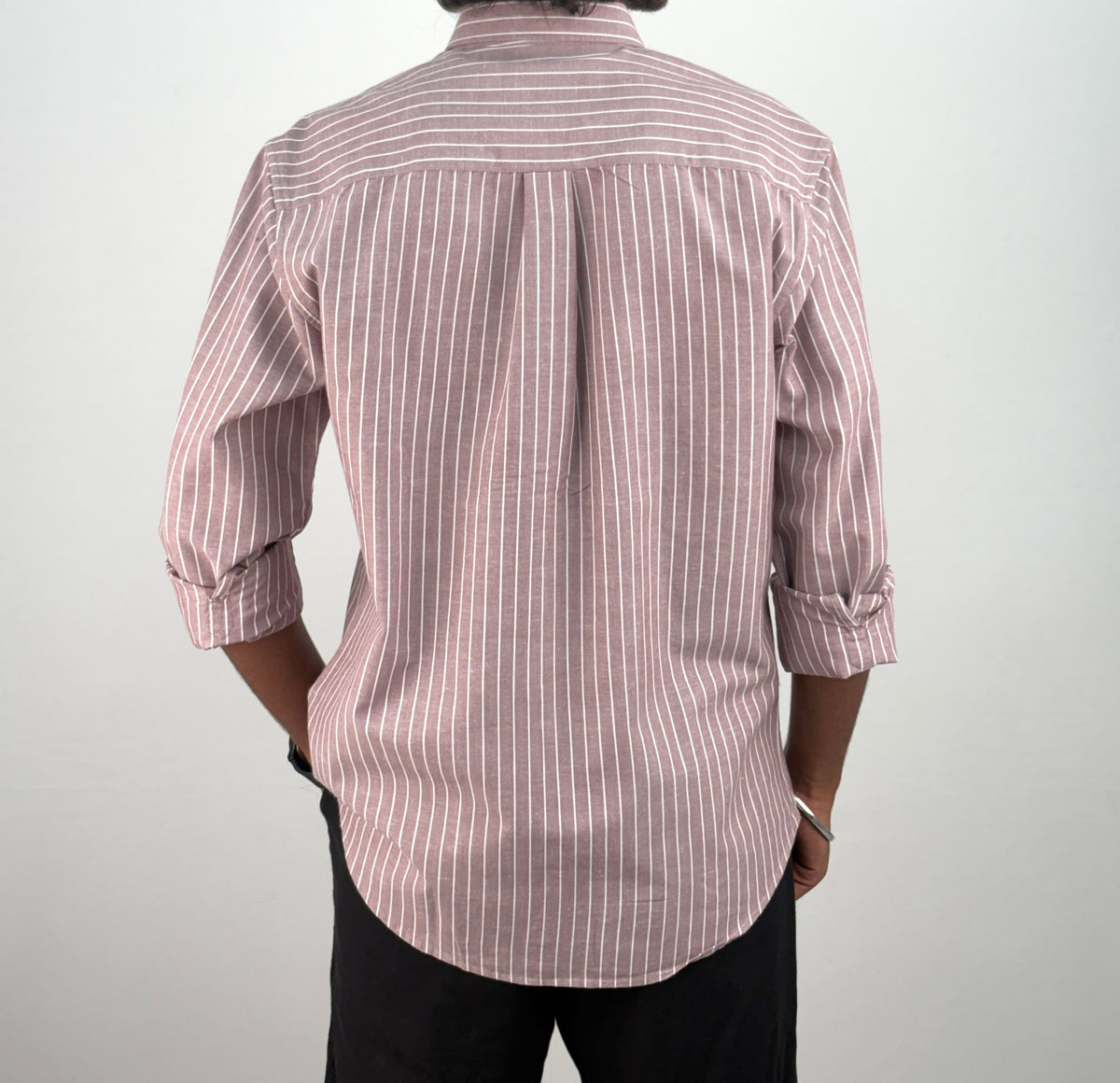Peach Linen Stripe Shirt