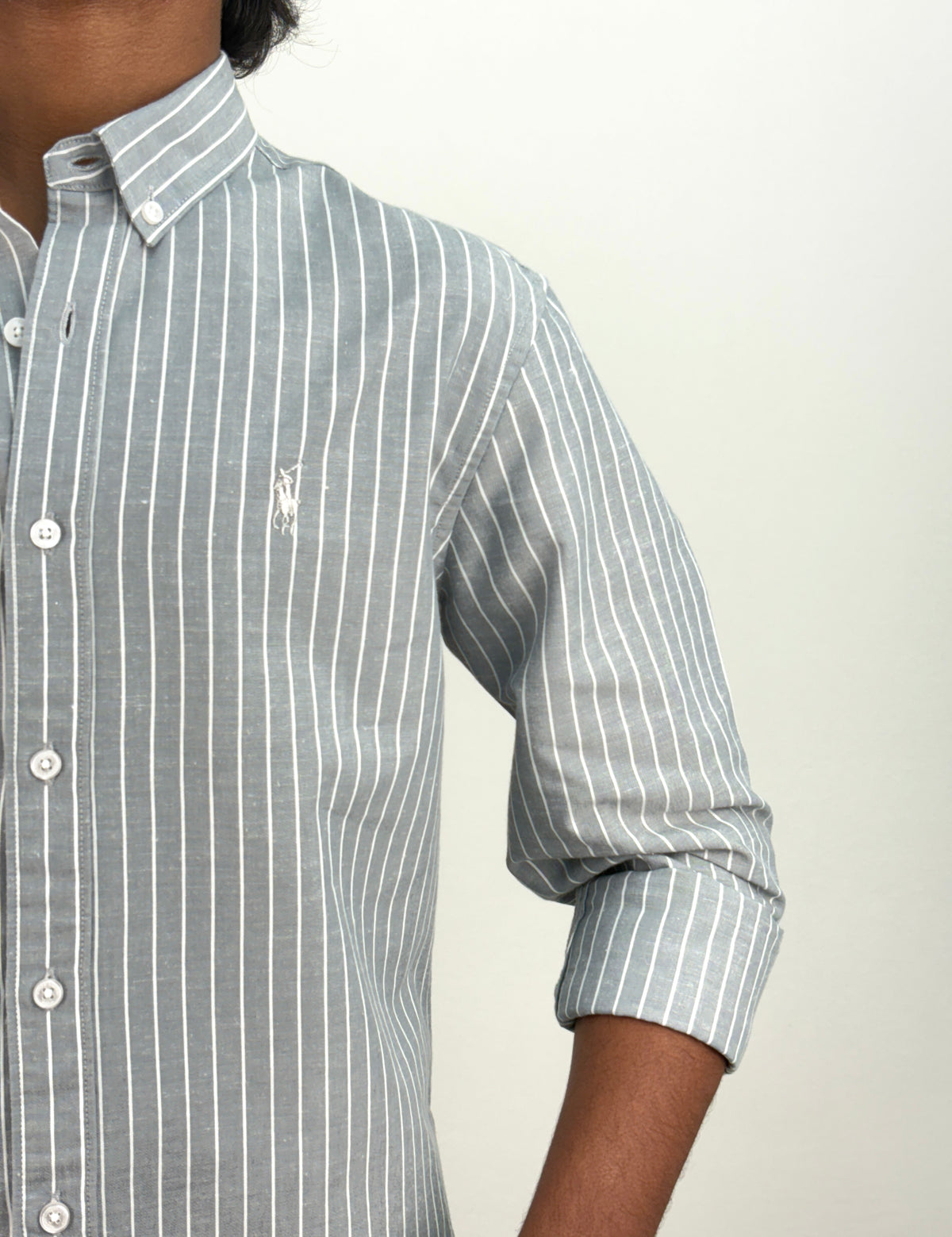 Grey Linen Stripe Shirt