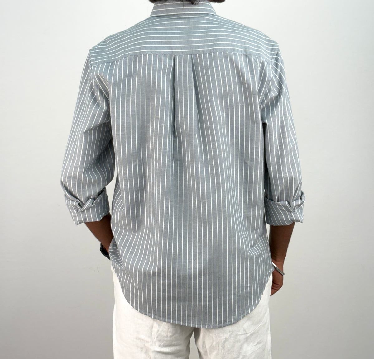 Grey Linen Stripe Shirt