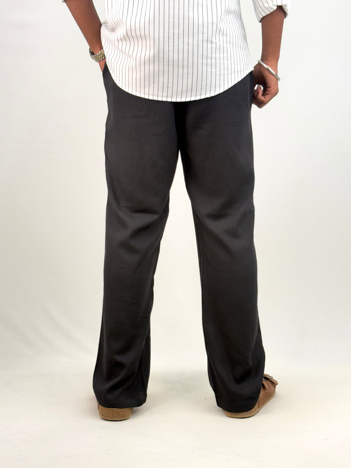 Black Relaxed Fit Linen Pant 7