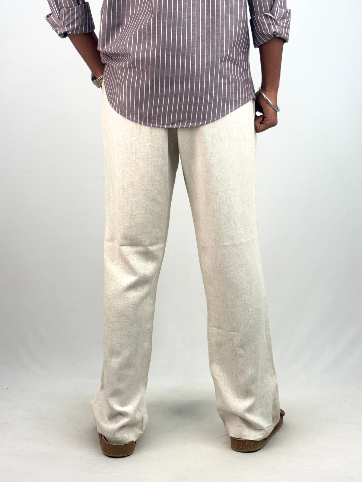 Beige Relaxed Fit Linen Pant 8