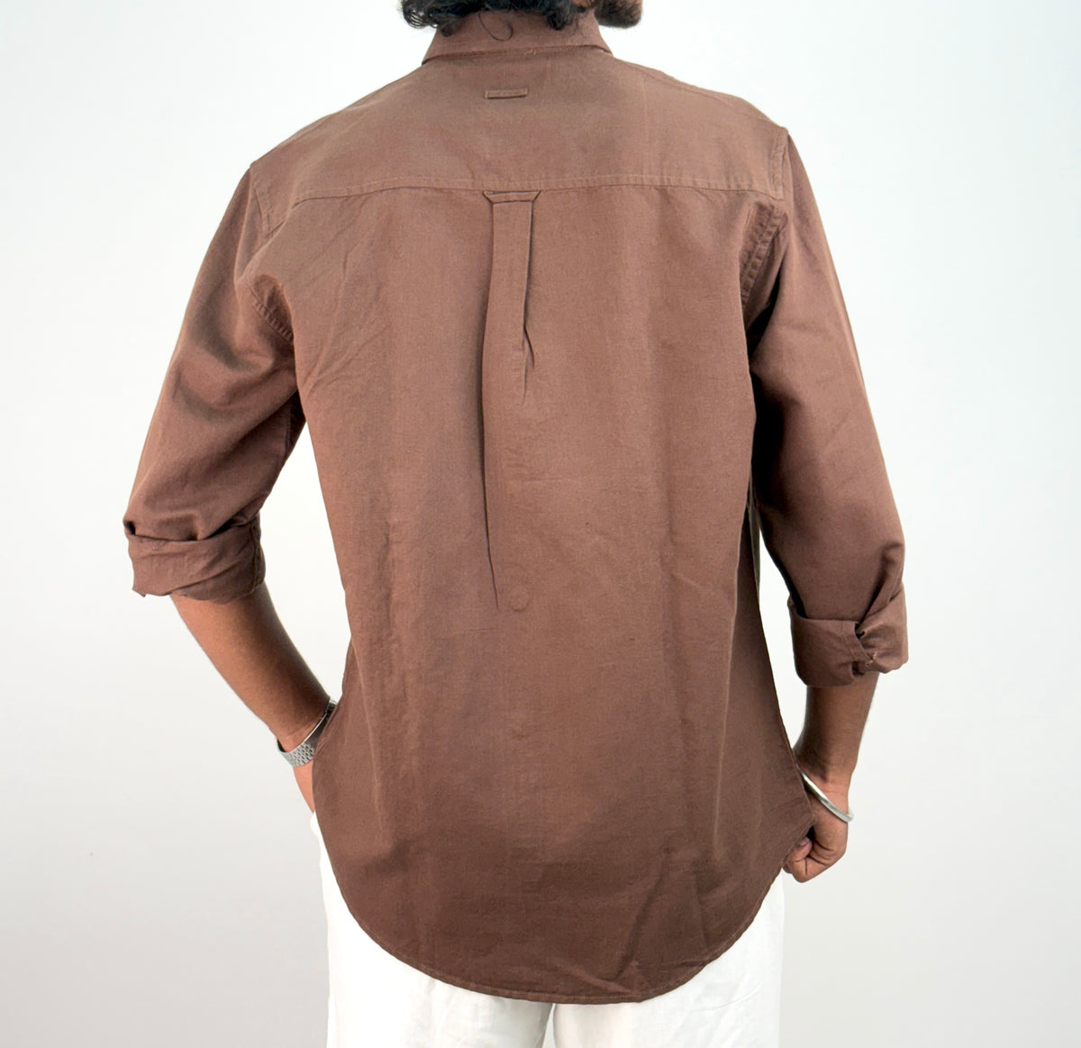 Dark Brown Embroidery Linen Shirt