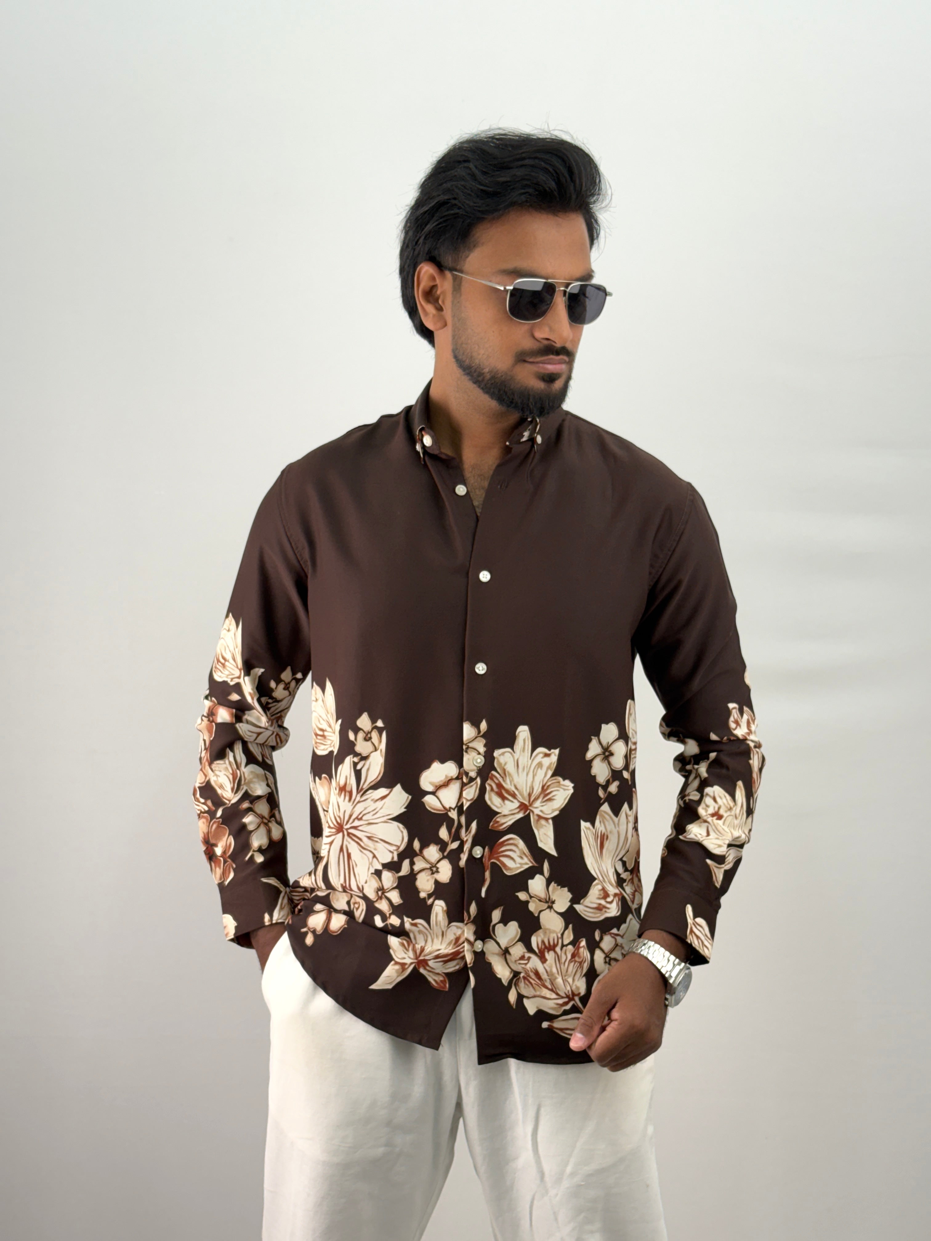 Brown Bottom Printed Shirt 4