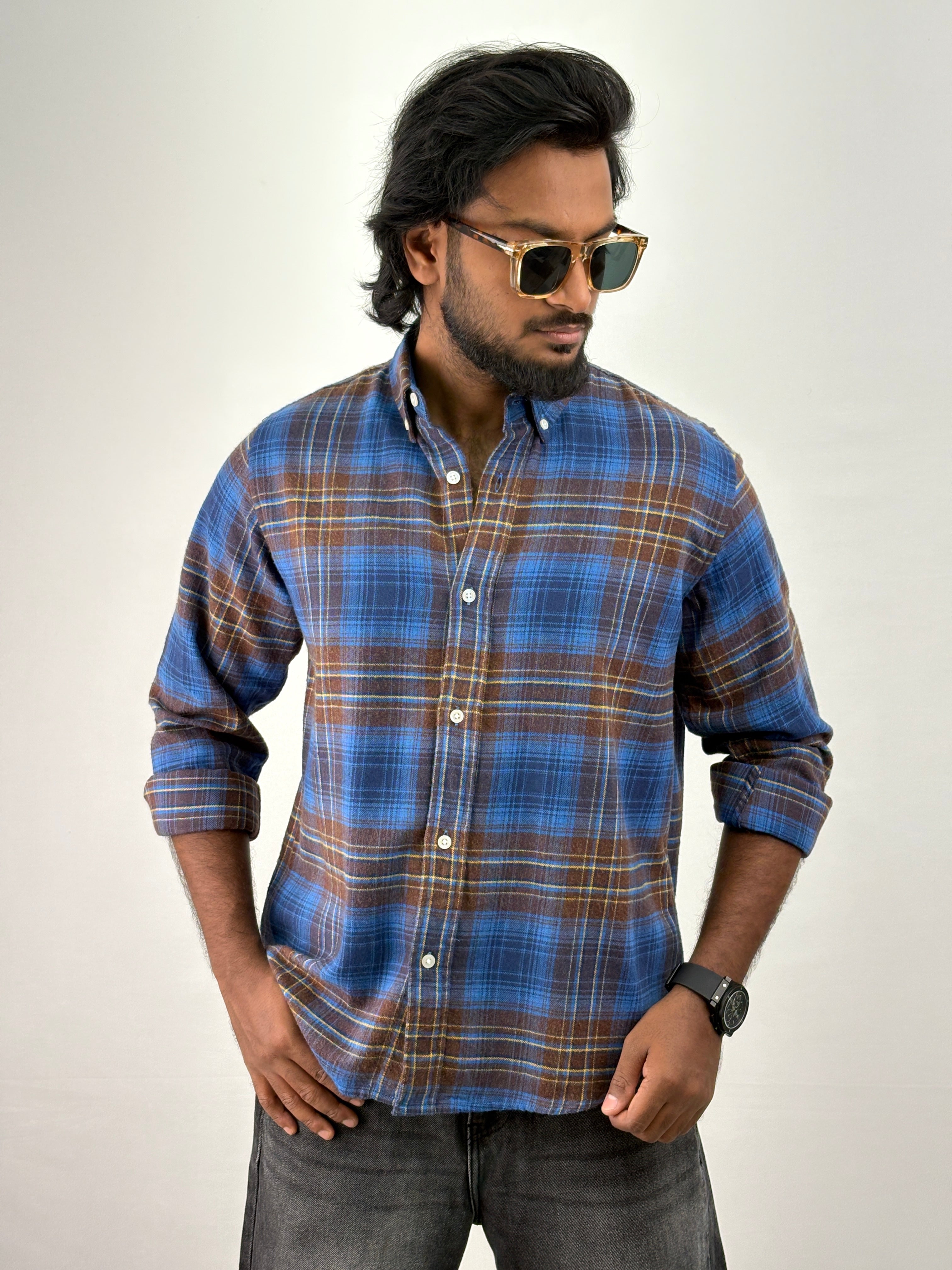 Blue Brown Flannel Shirt