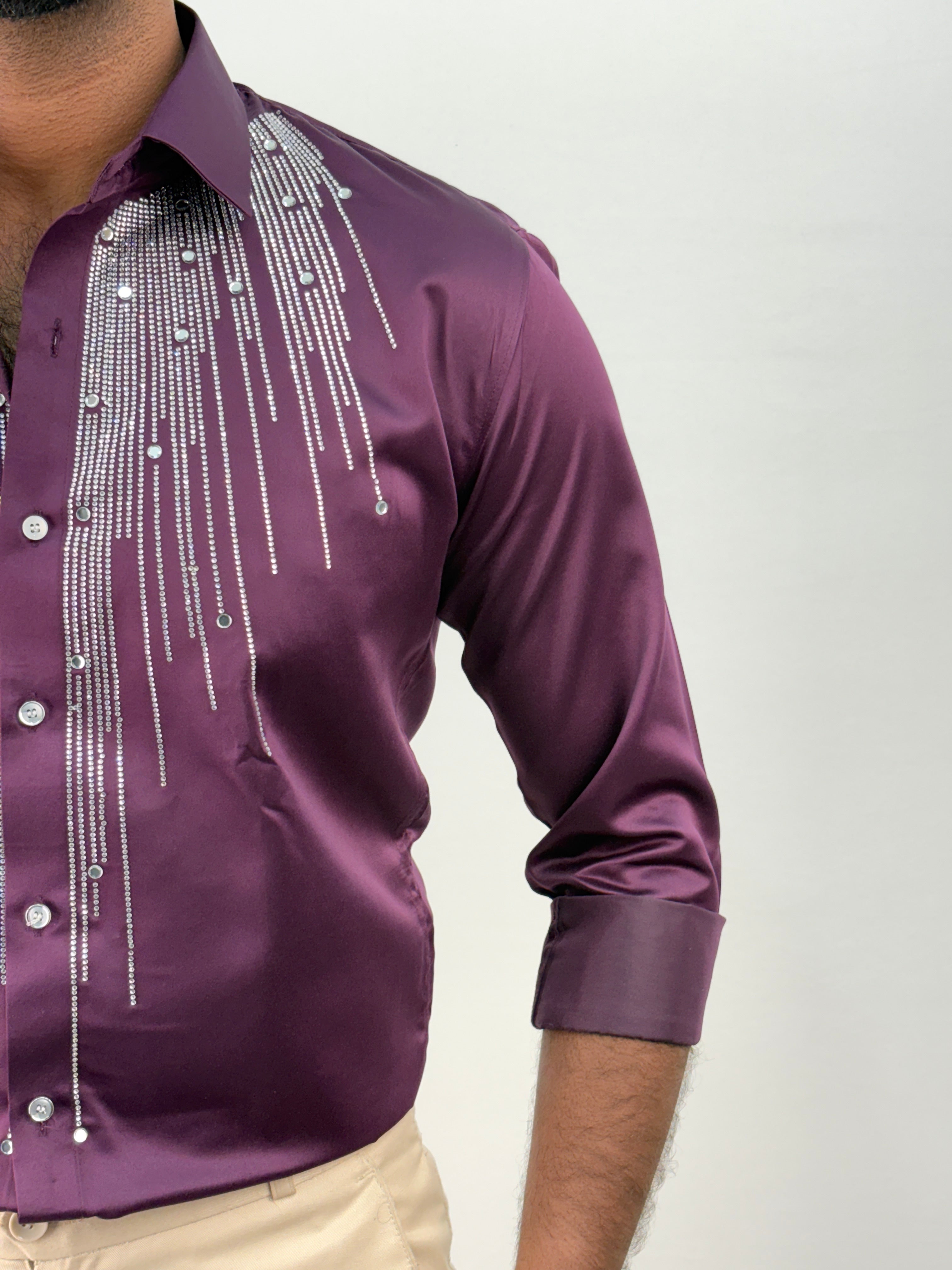 Violet Designer Stone Work Shirts 12