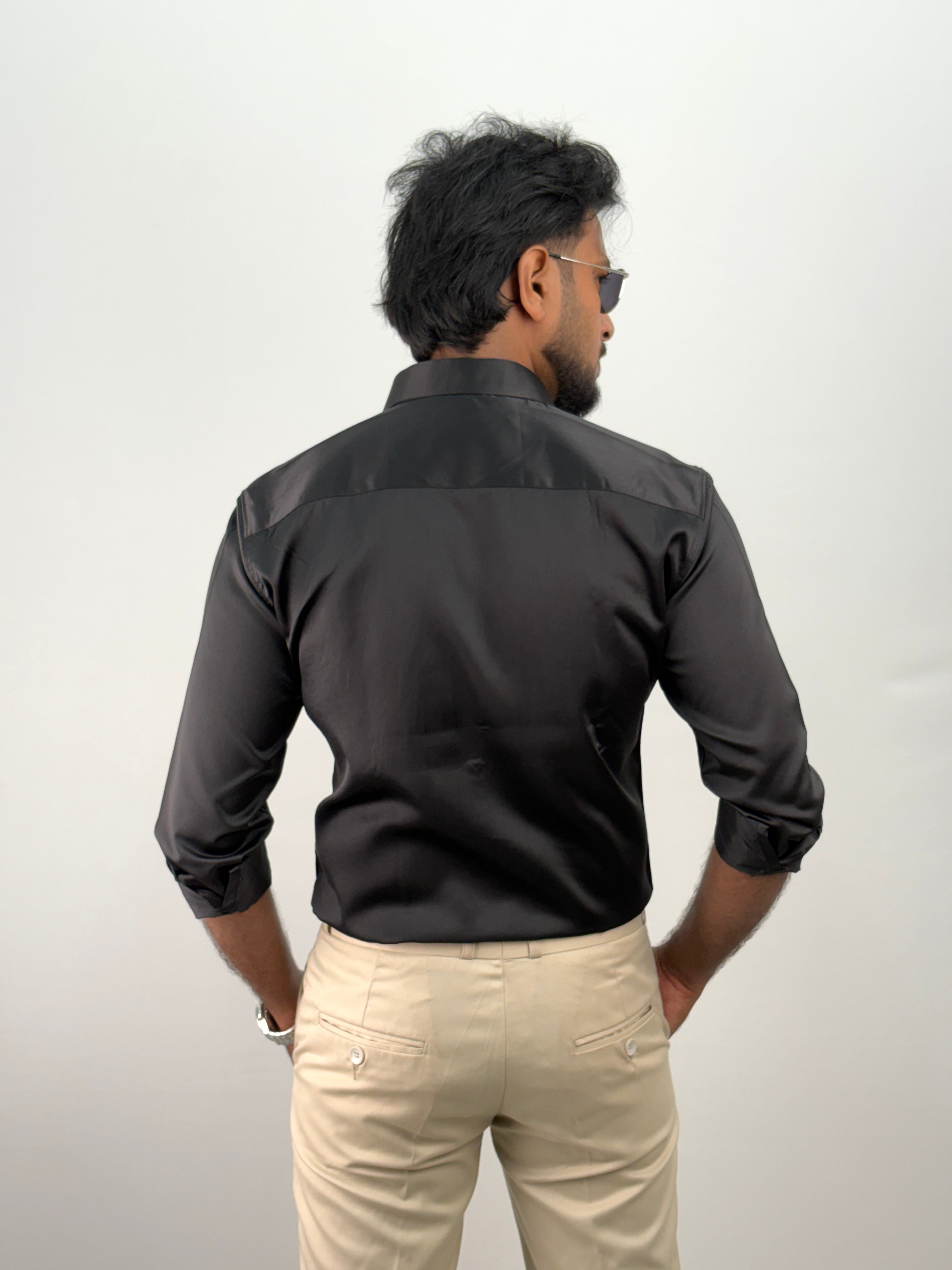 Black Designer Stone Work Shirts 12