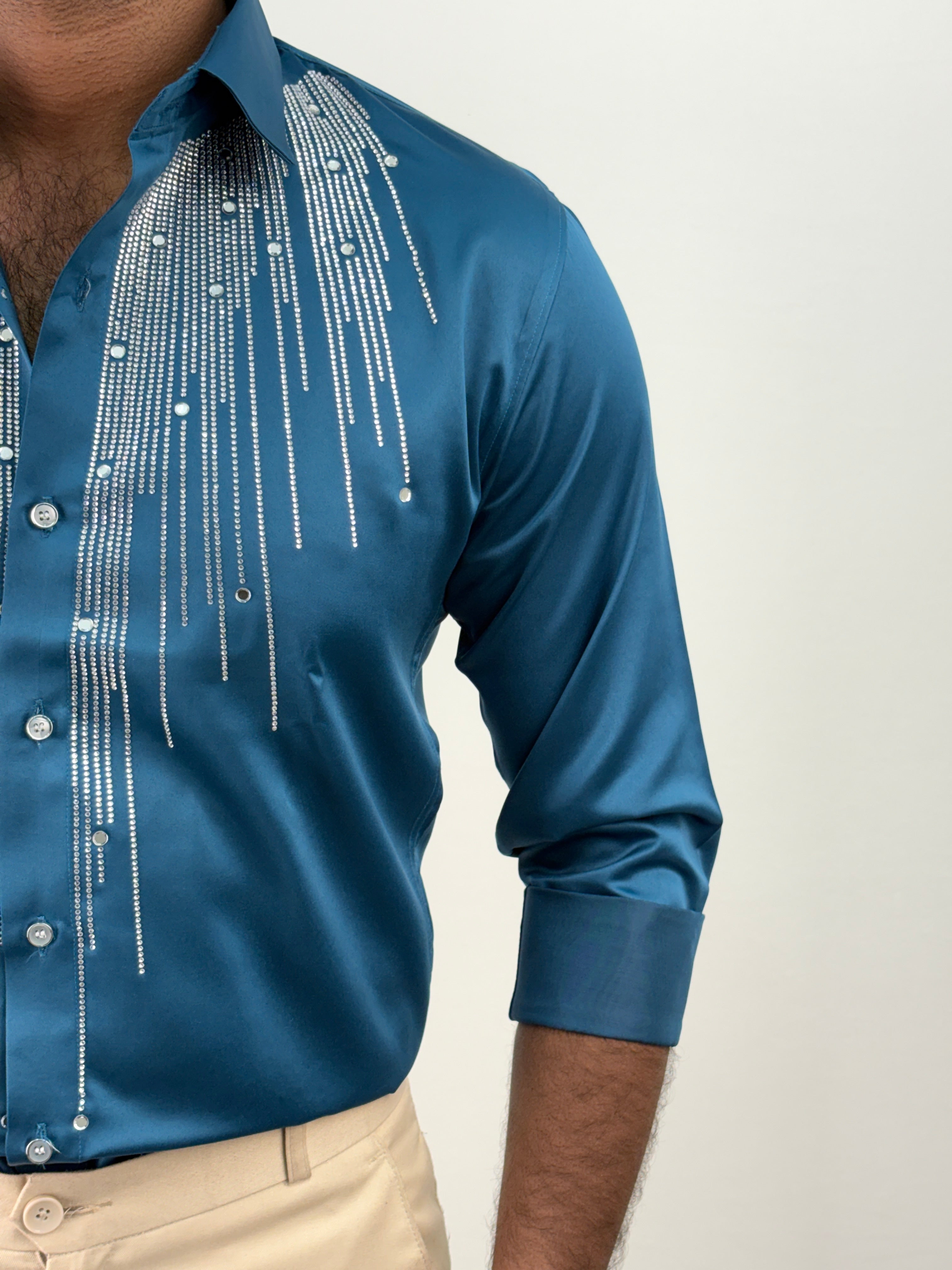 Peacock Designer Stone Work Shirts 12