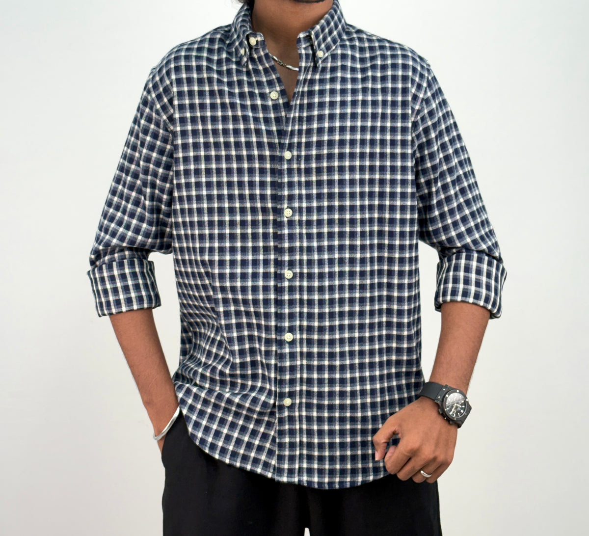 White Navy IMP Flannel Shirt 5