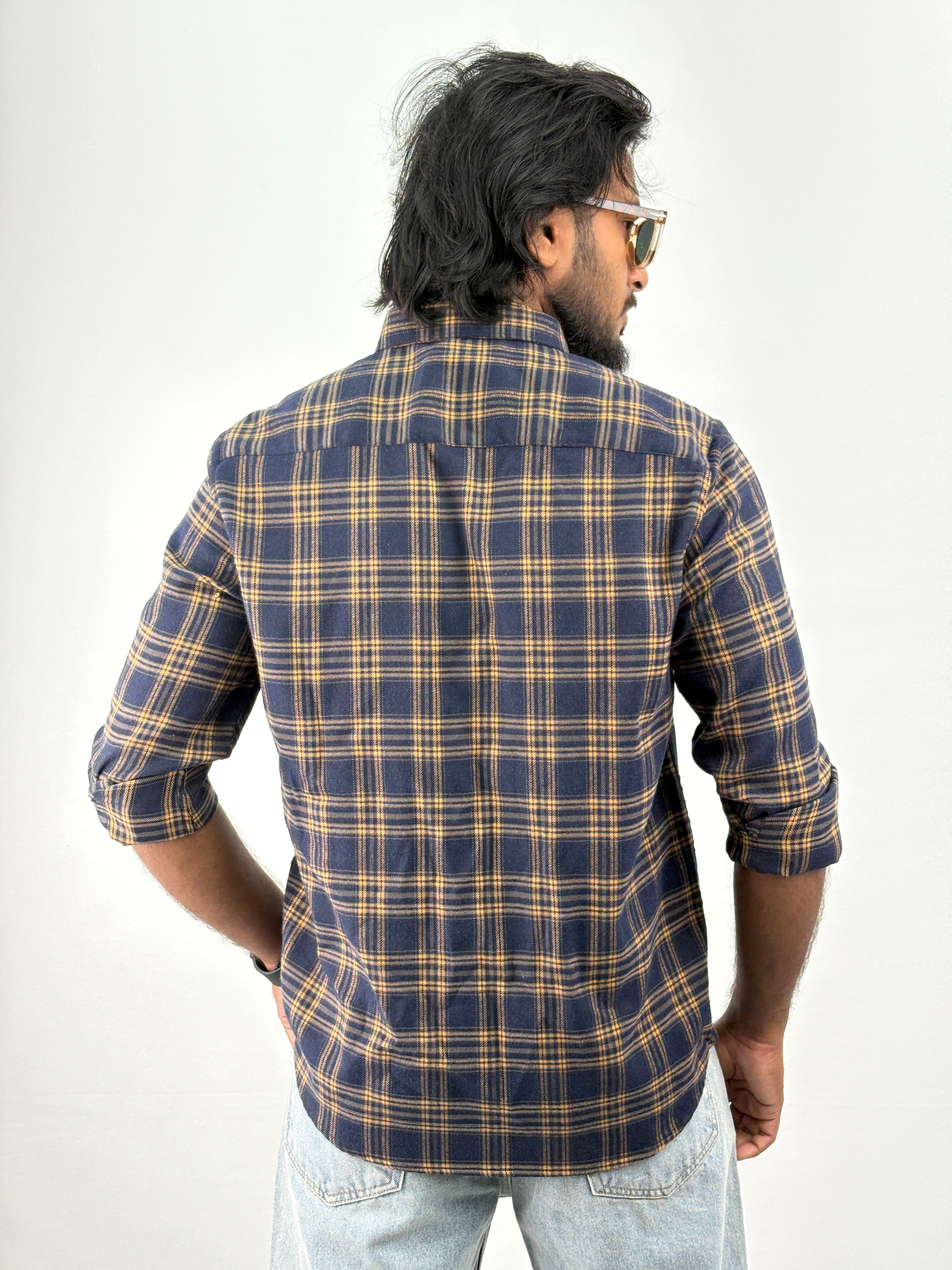 Navy Yellow Flannel Shirt