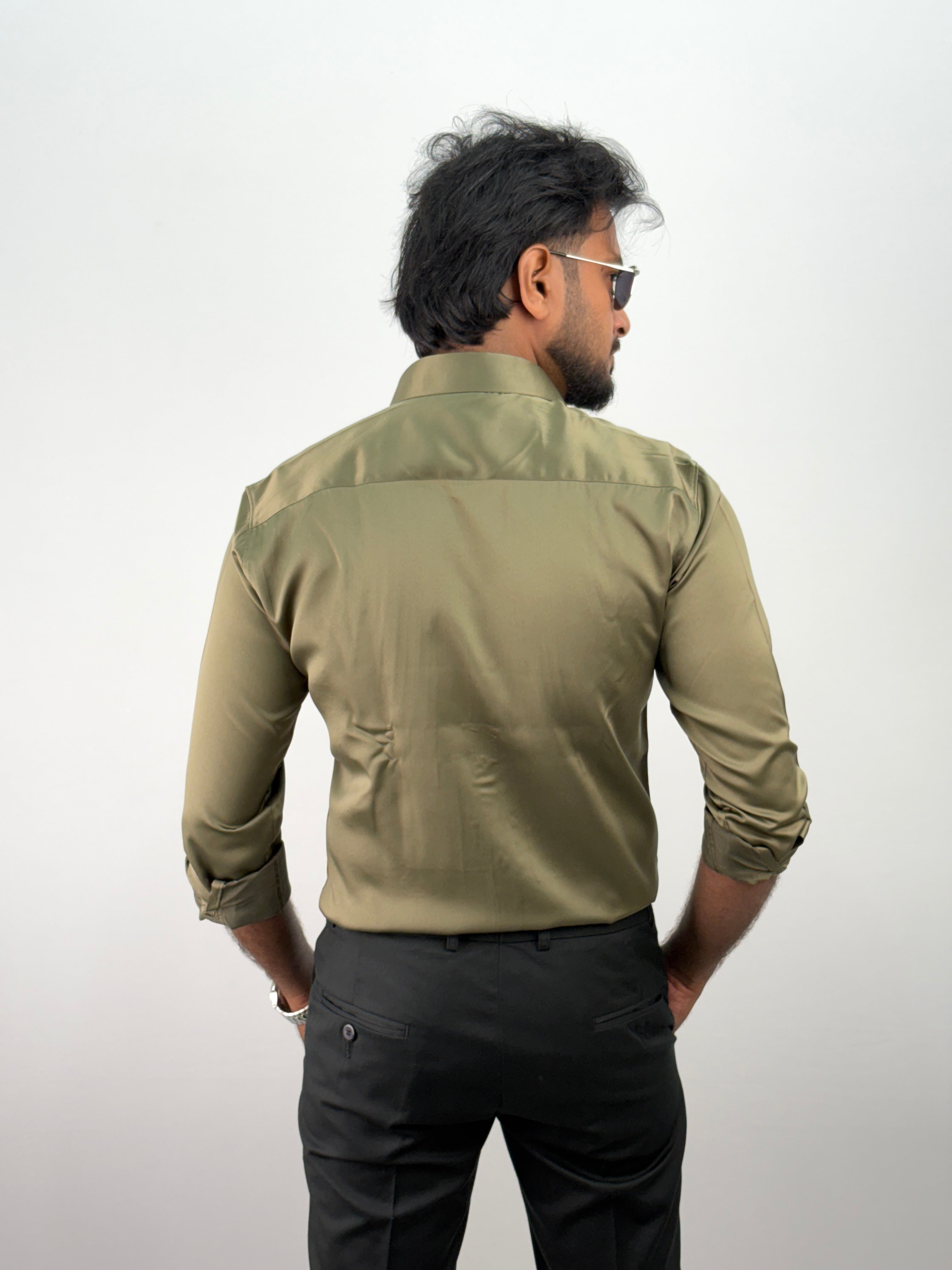 Olive Designer Stone Work Shirts 12