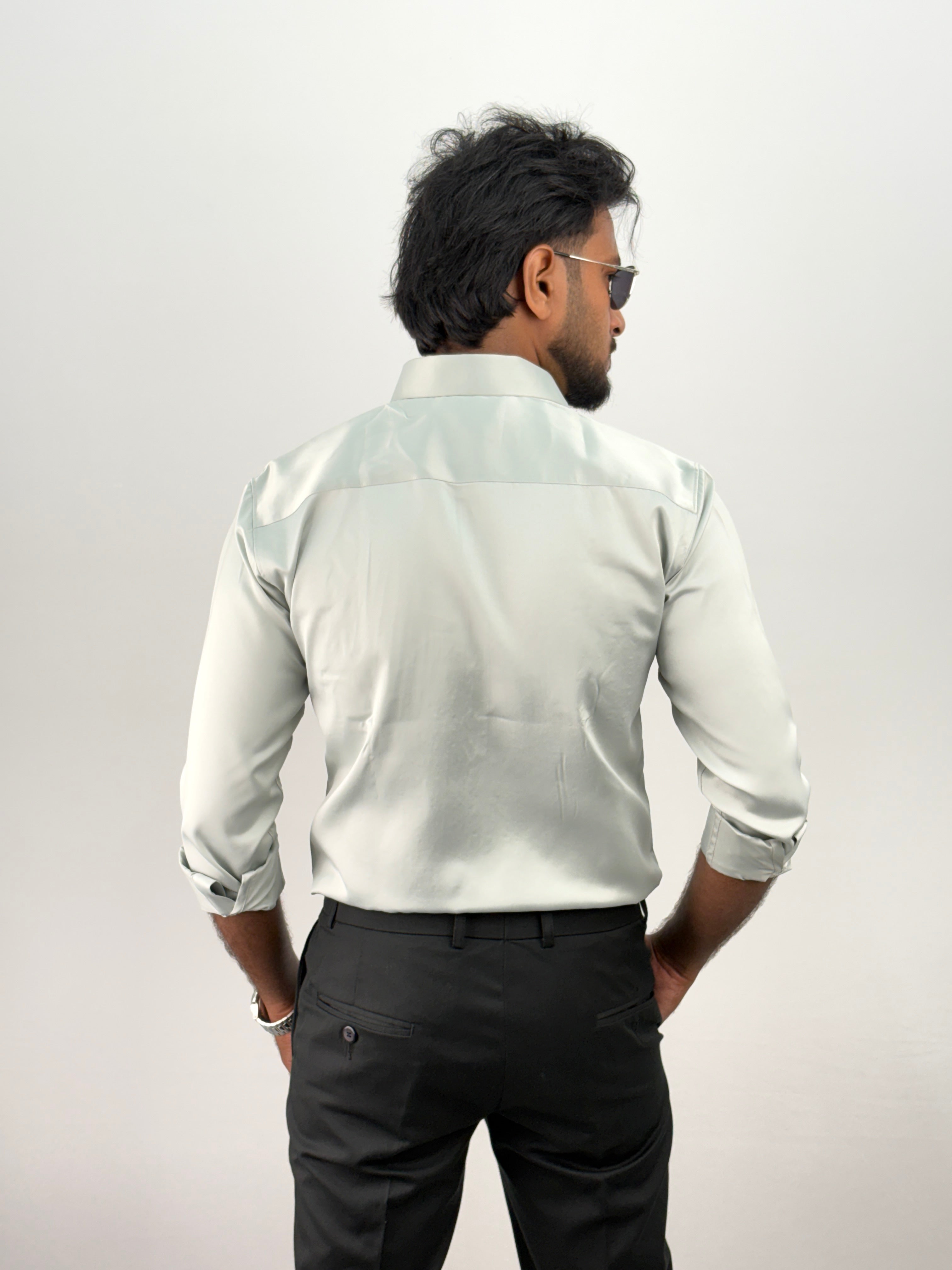 Light Grey Designer Stone Work Shirts 12