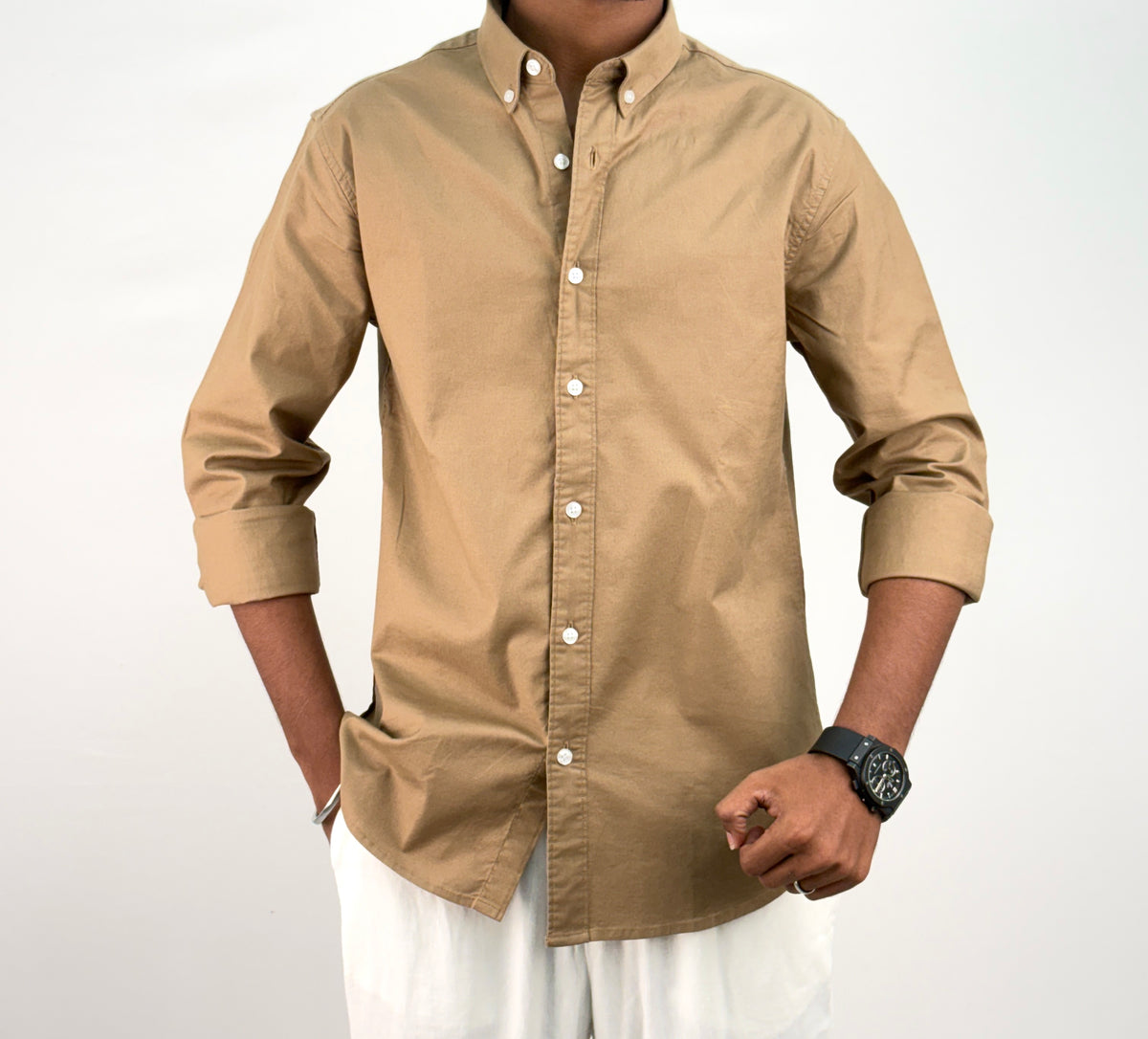 Khaki Elbow Patch Shirt 2