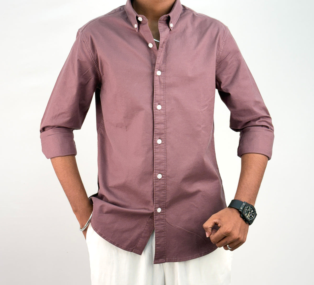 Burgundy Elbow Patch Shirt 2