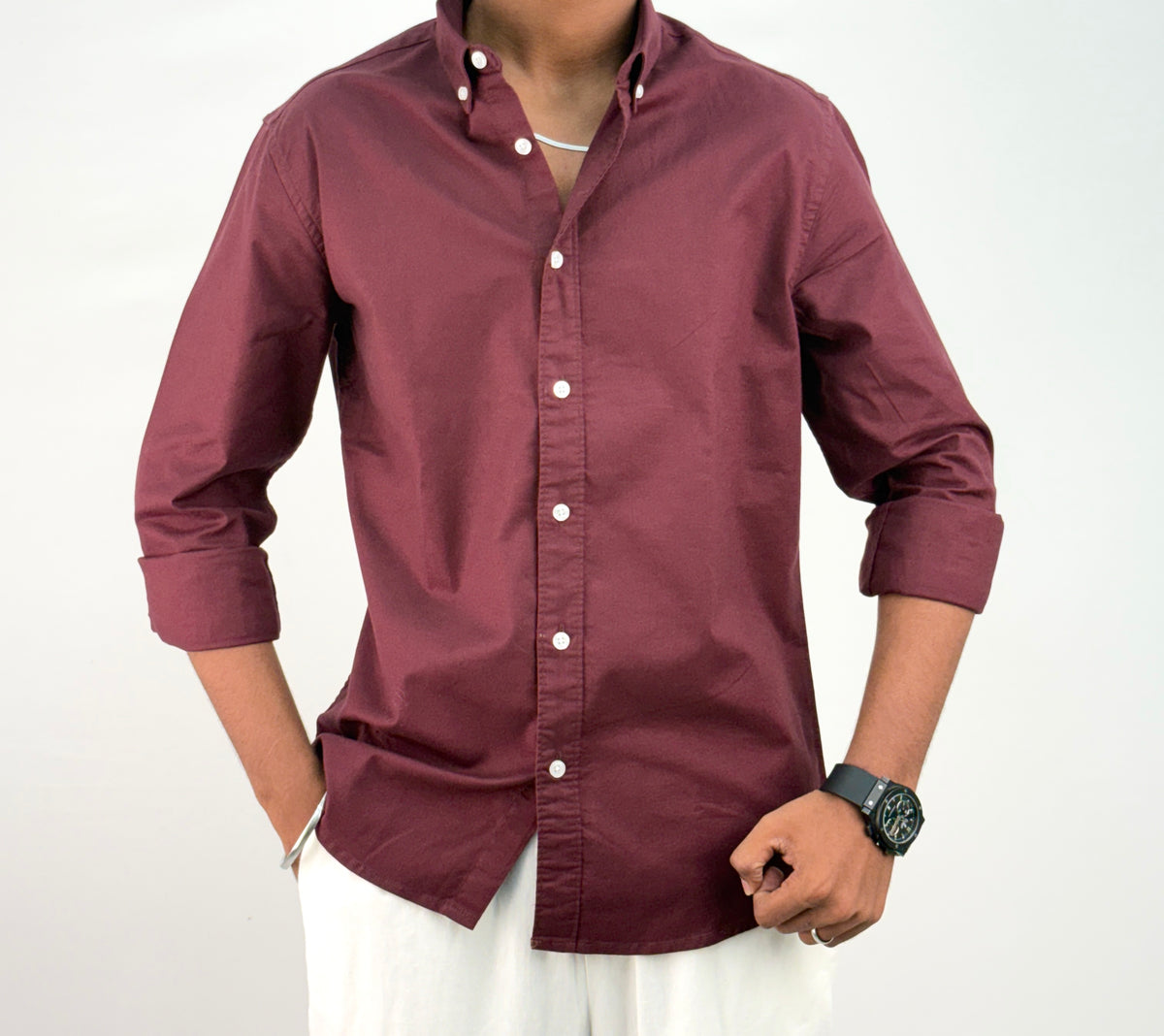 Maroon Elbow Patch Shirt 2