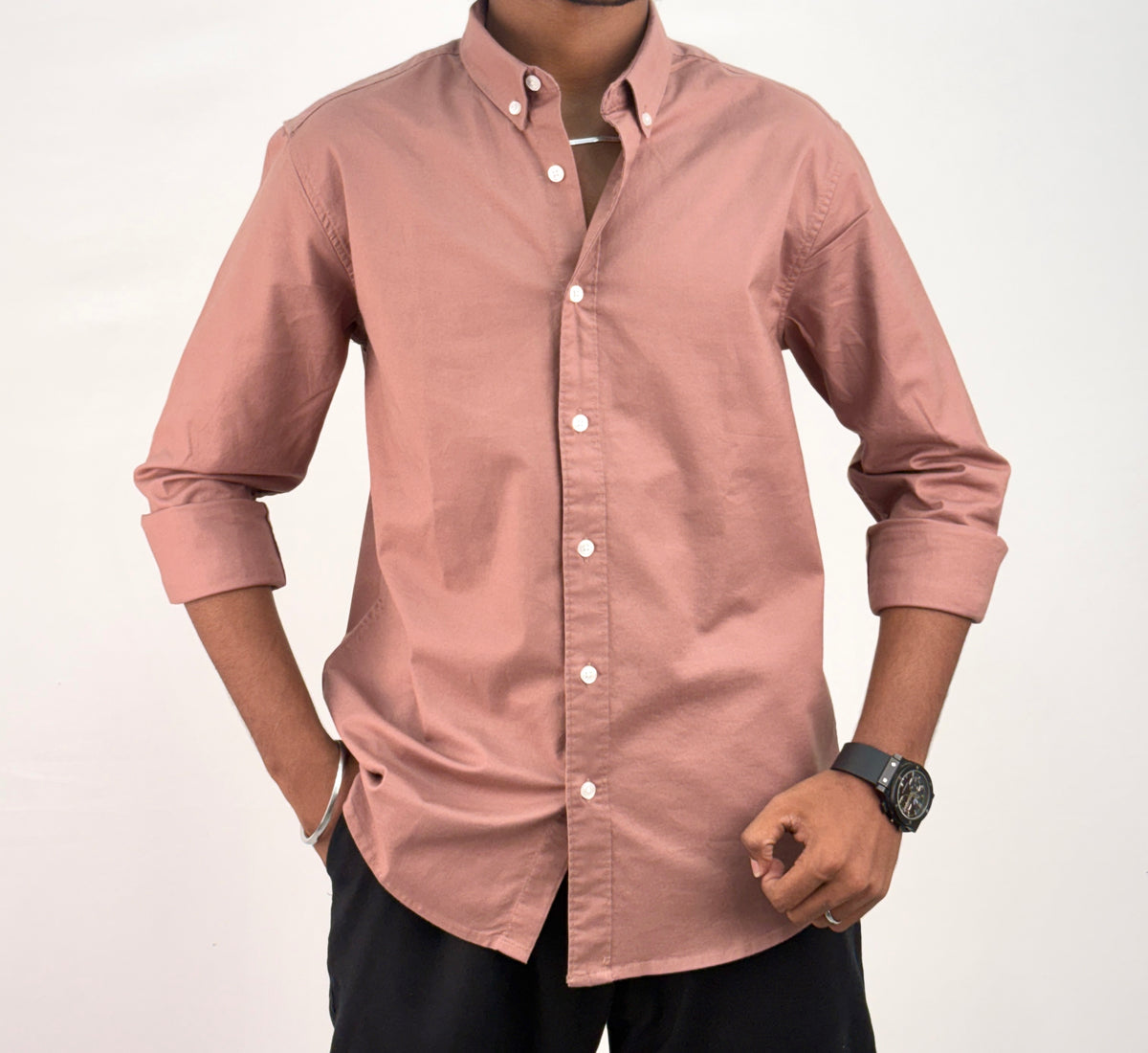 Mauve Elbow Patch Shirt 2