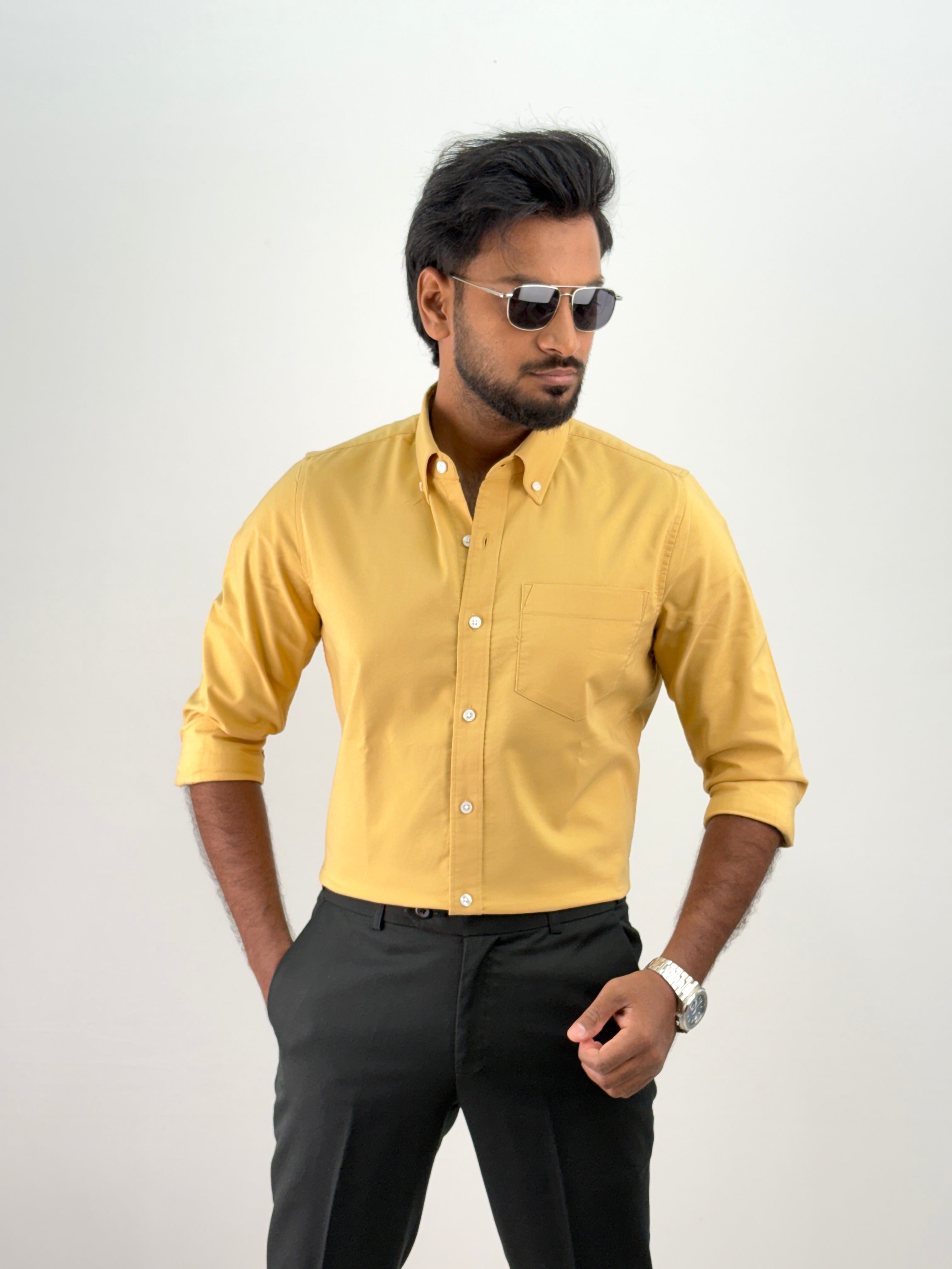 Light Yellow Plain Oxford Shirt 5