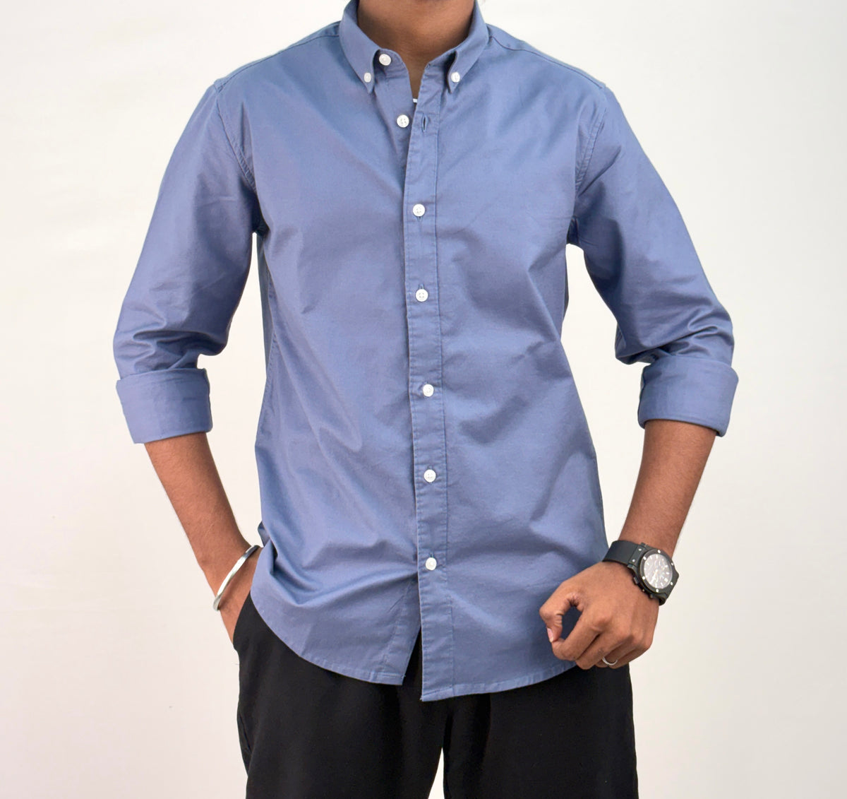 Blue Elbow Patch Shirt 2