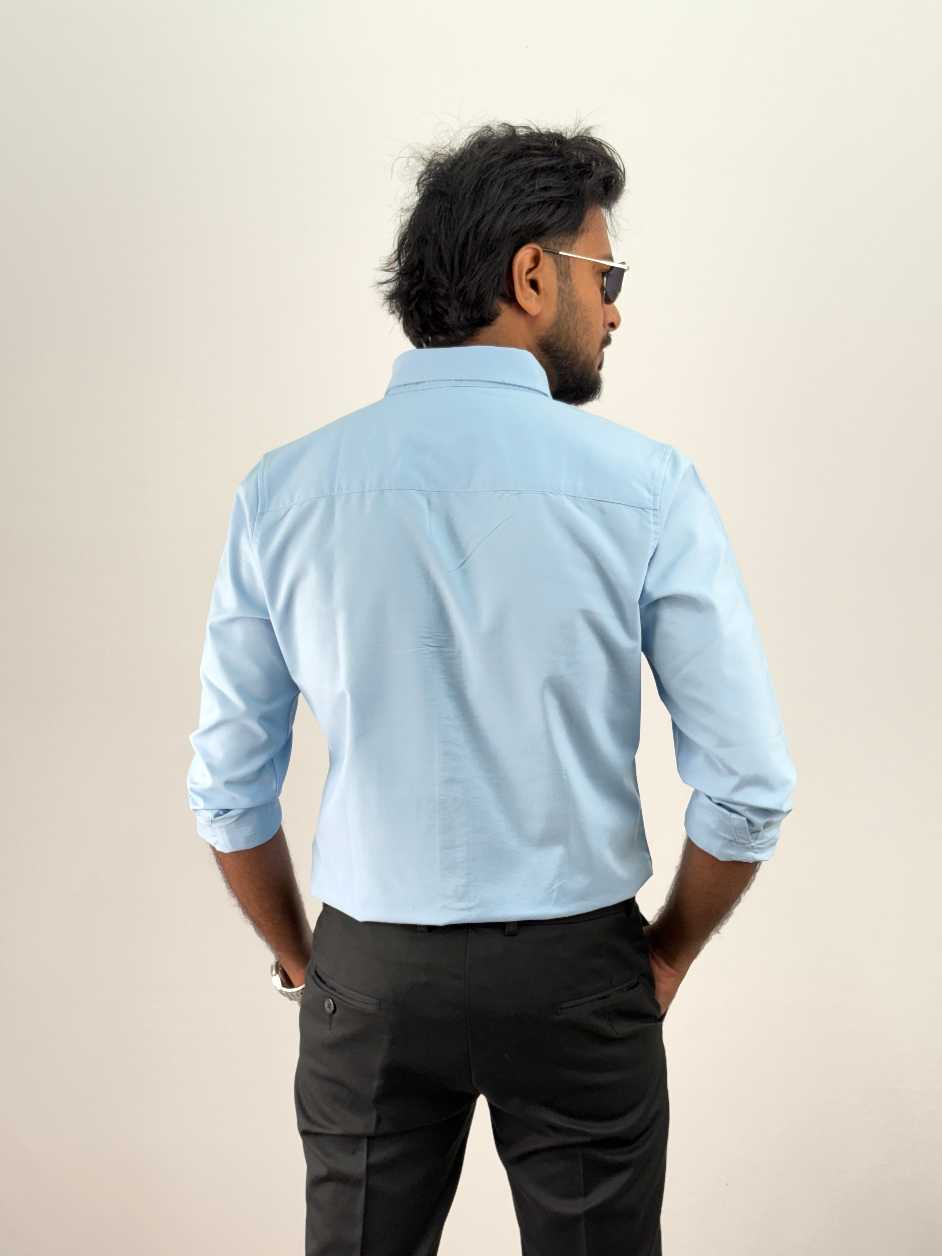 Light Blue Plain Oxford Shirt 5