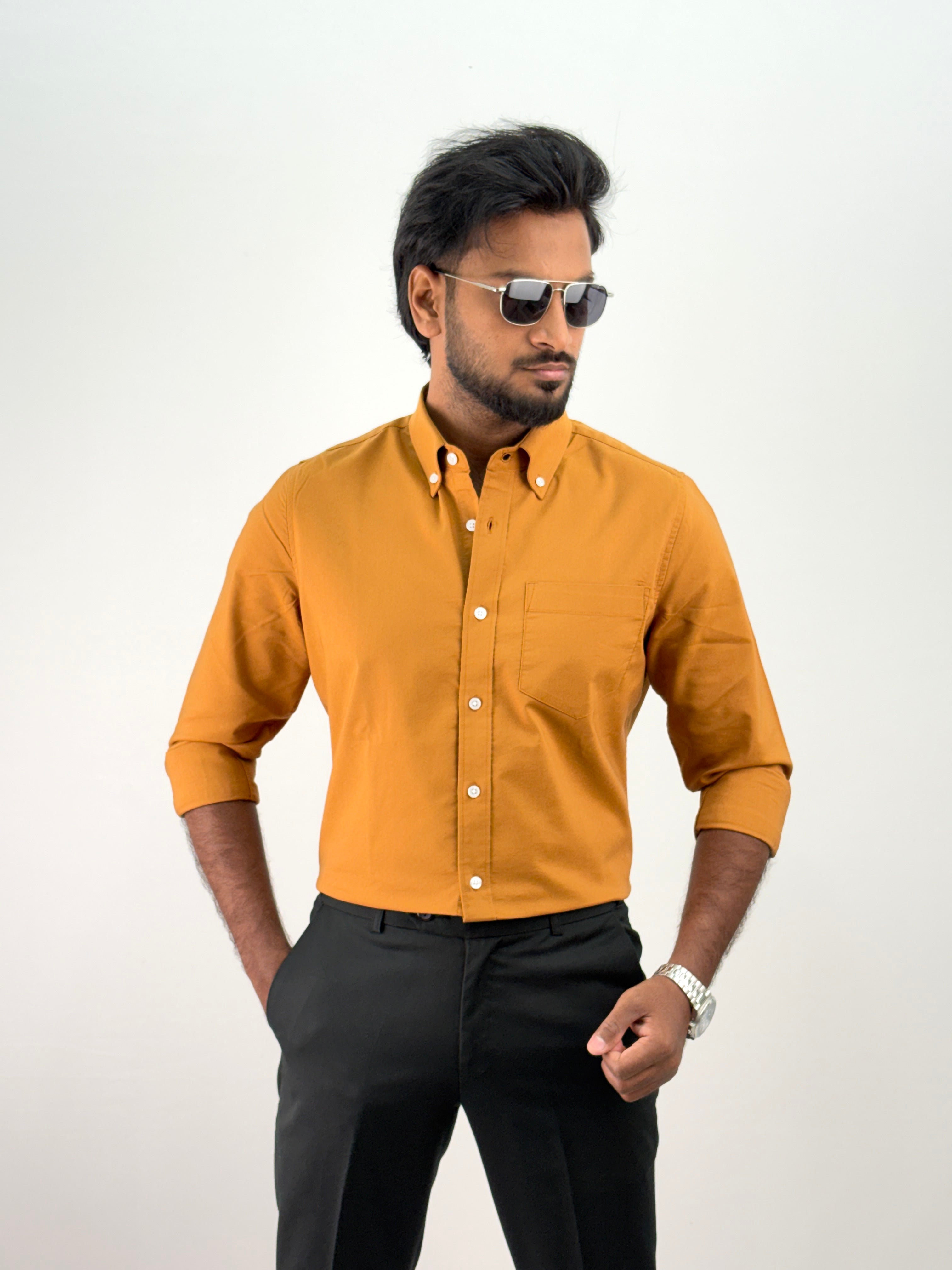 Mustard Plain Oxford Shirt 5