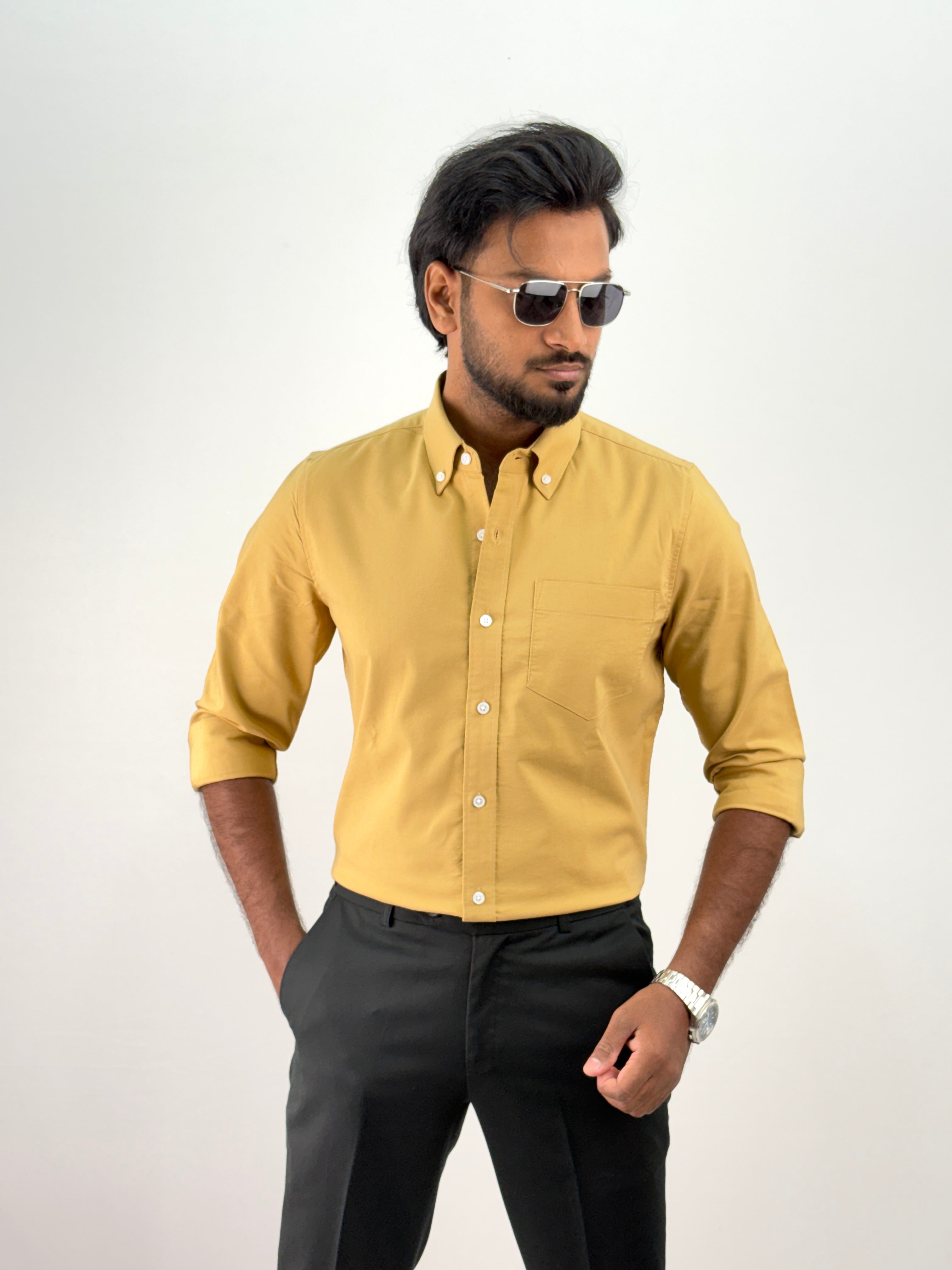 Yellow Plain Oxford Shirt 5