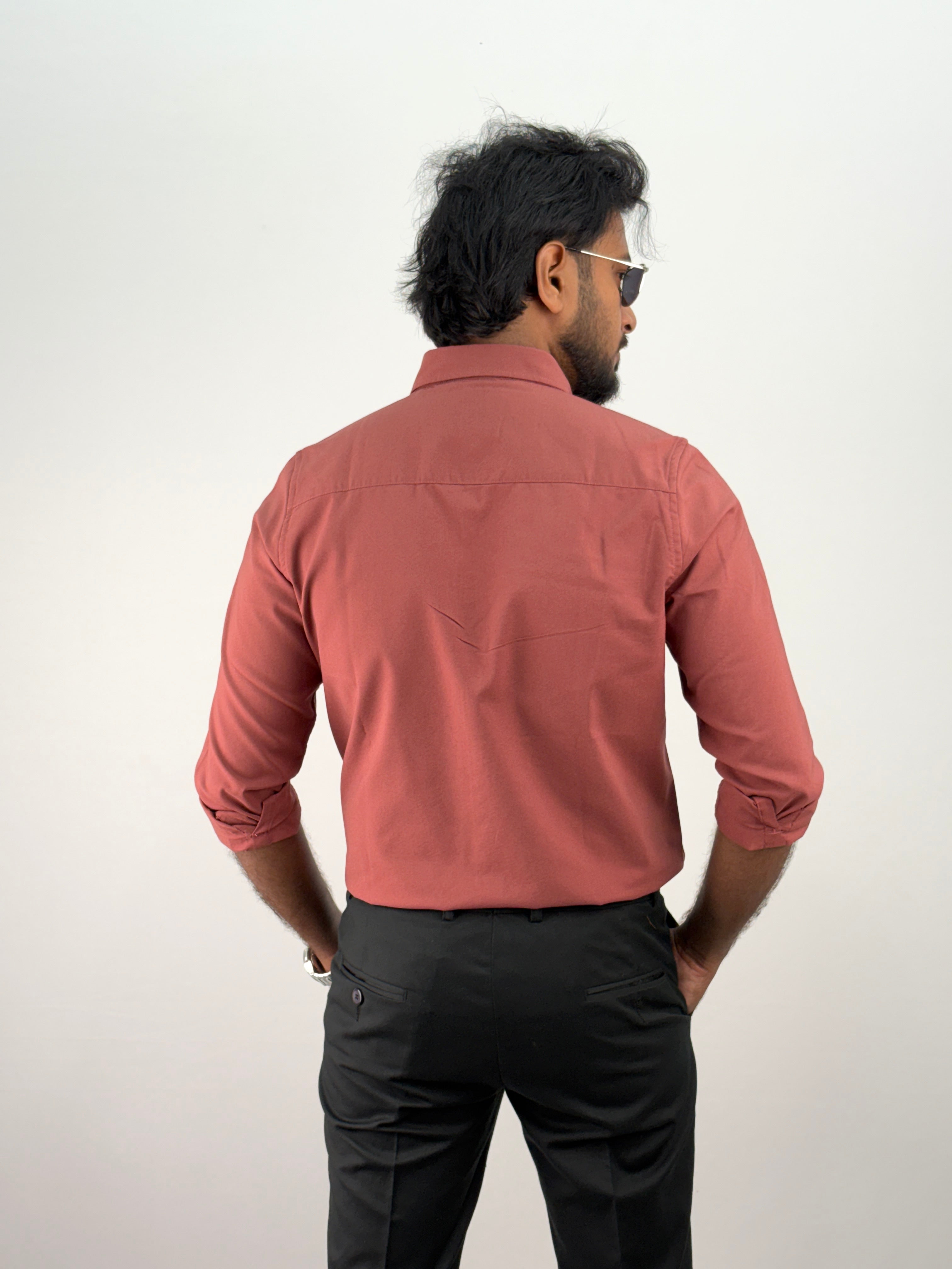 Dark Mauve Plain Oxford Shirt 5