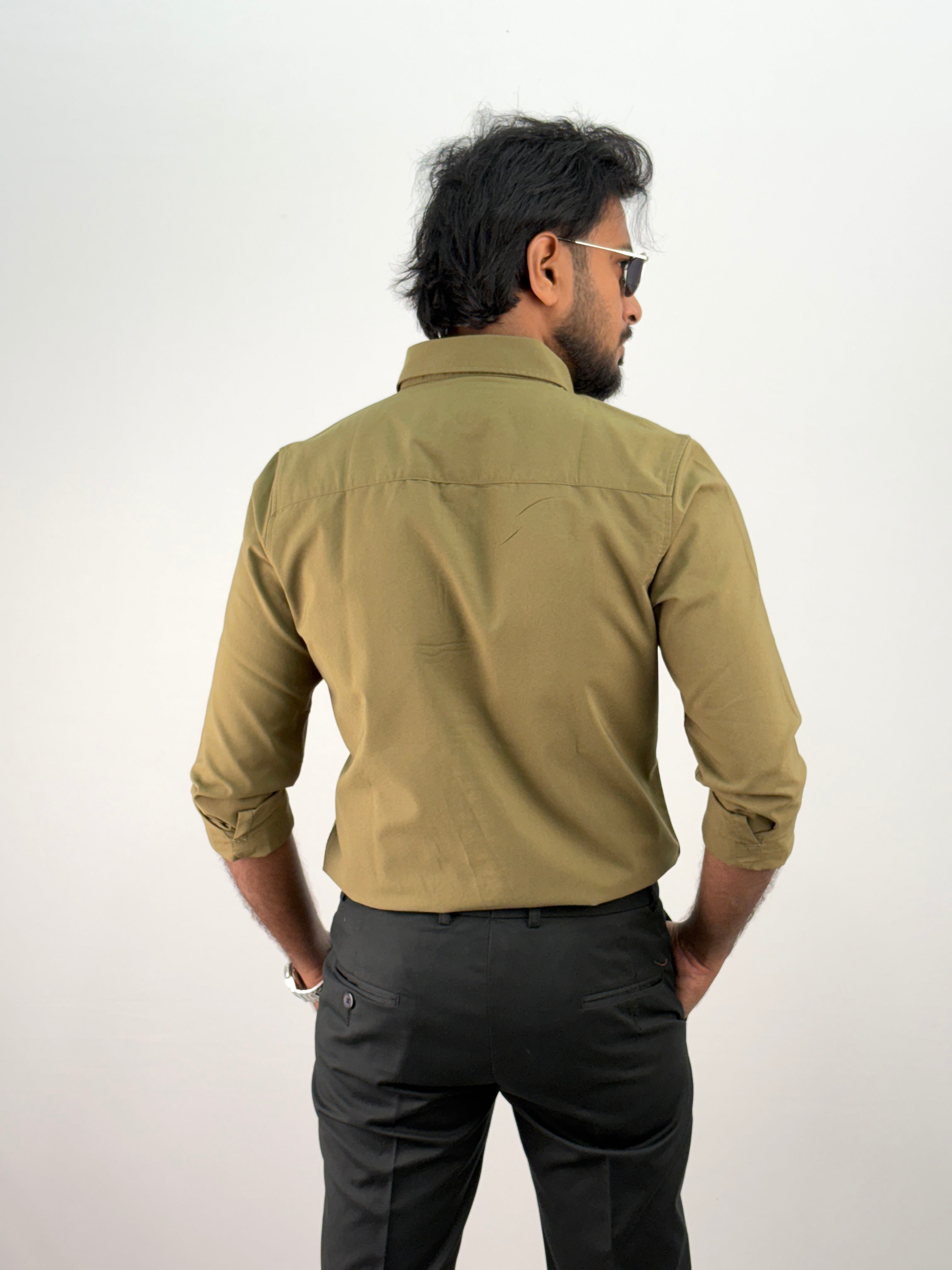 Olive Plain Oxford Shirt 5
