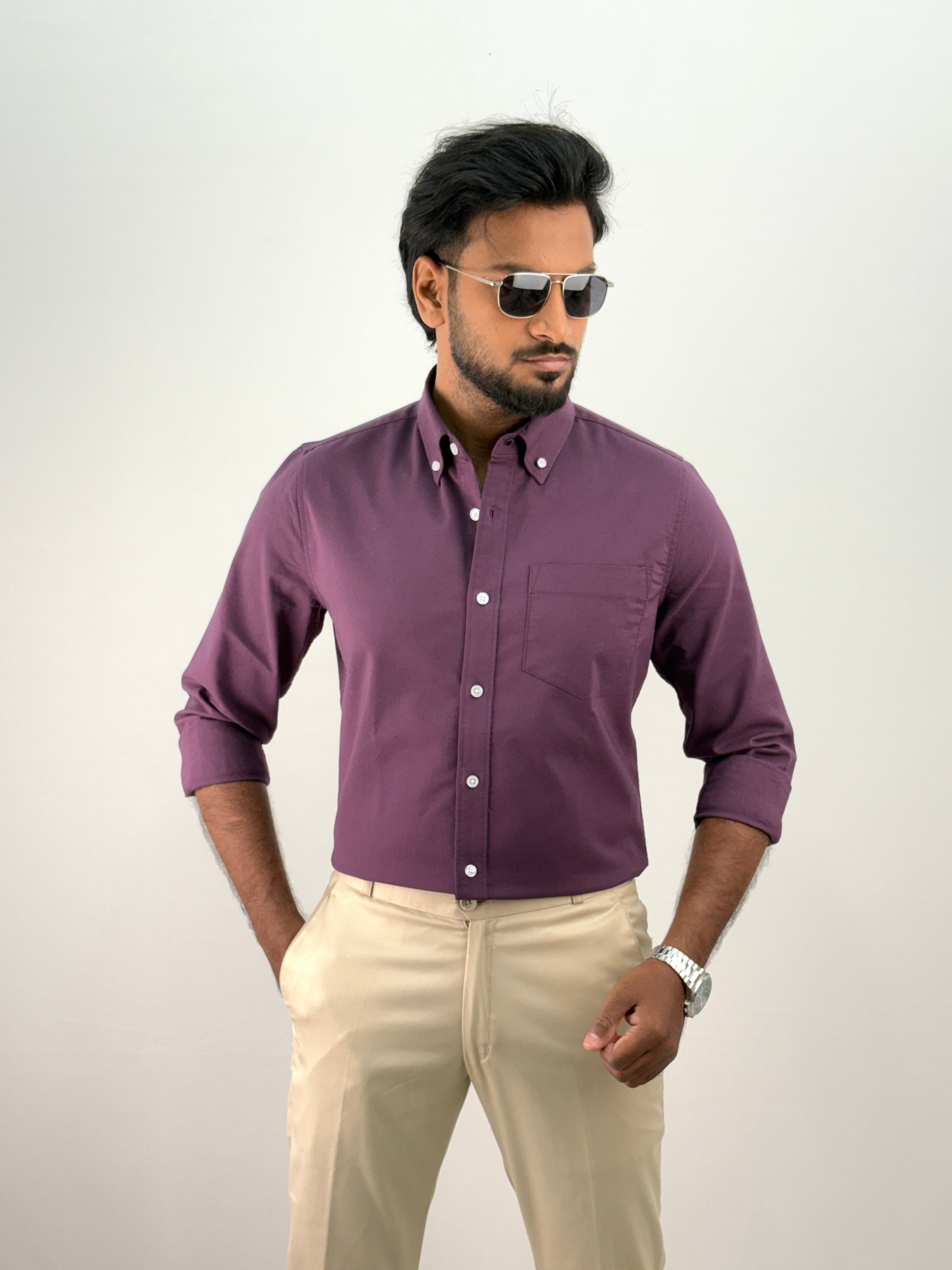 Violet Plain Oxford Shirt 6