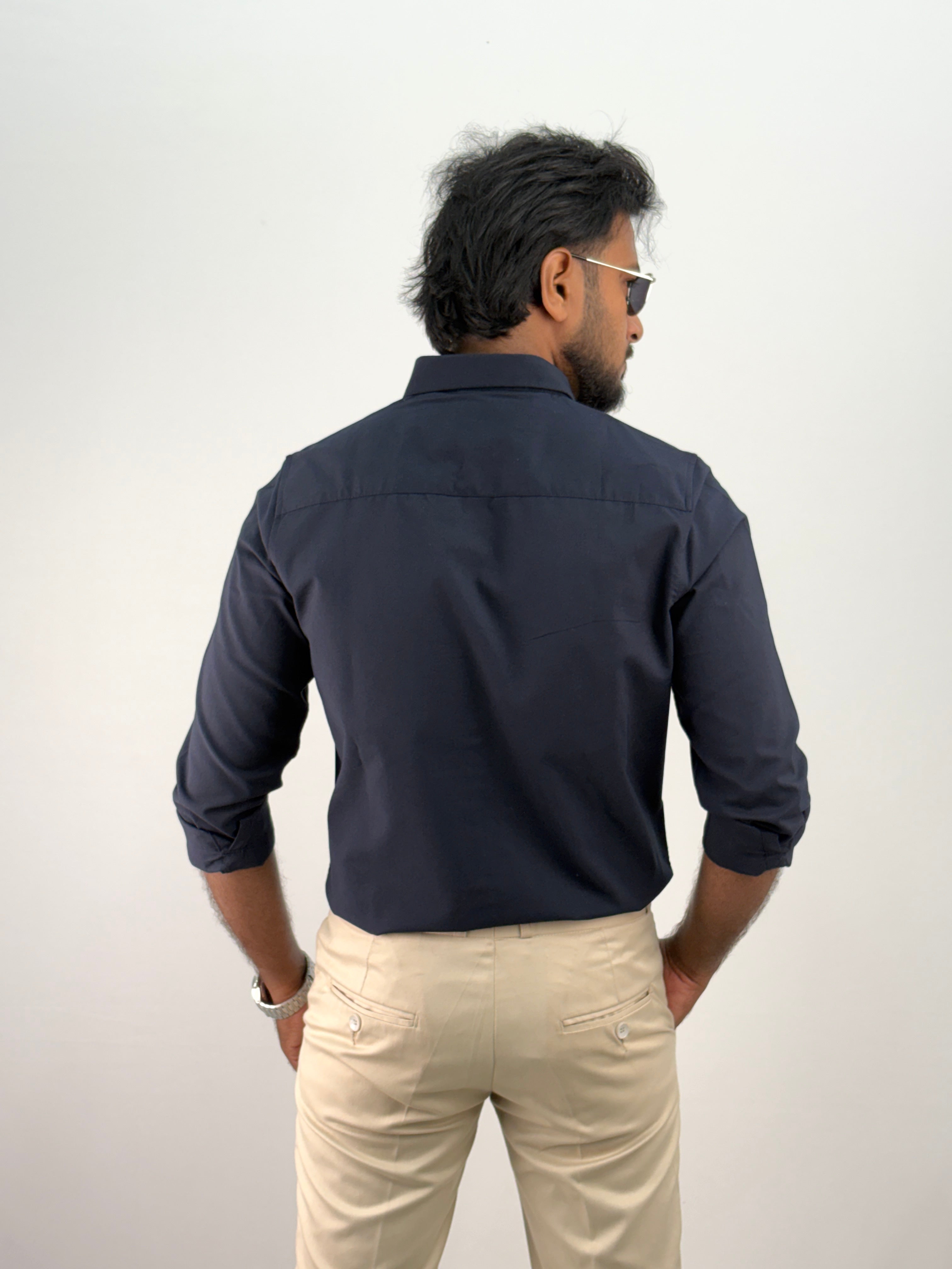 Navy Plain Oxford Shirt 5