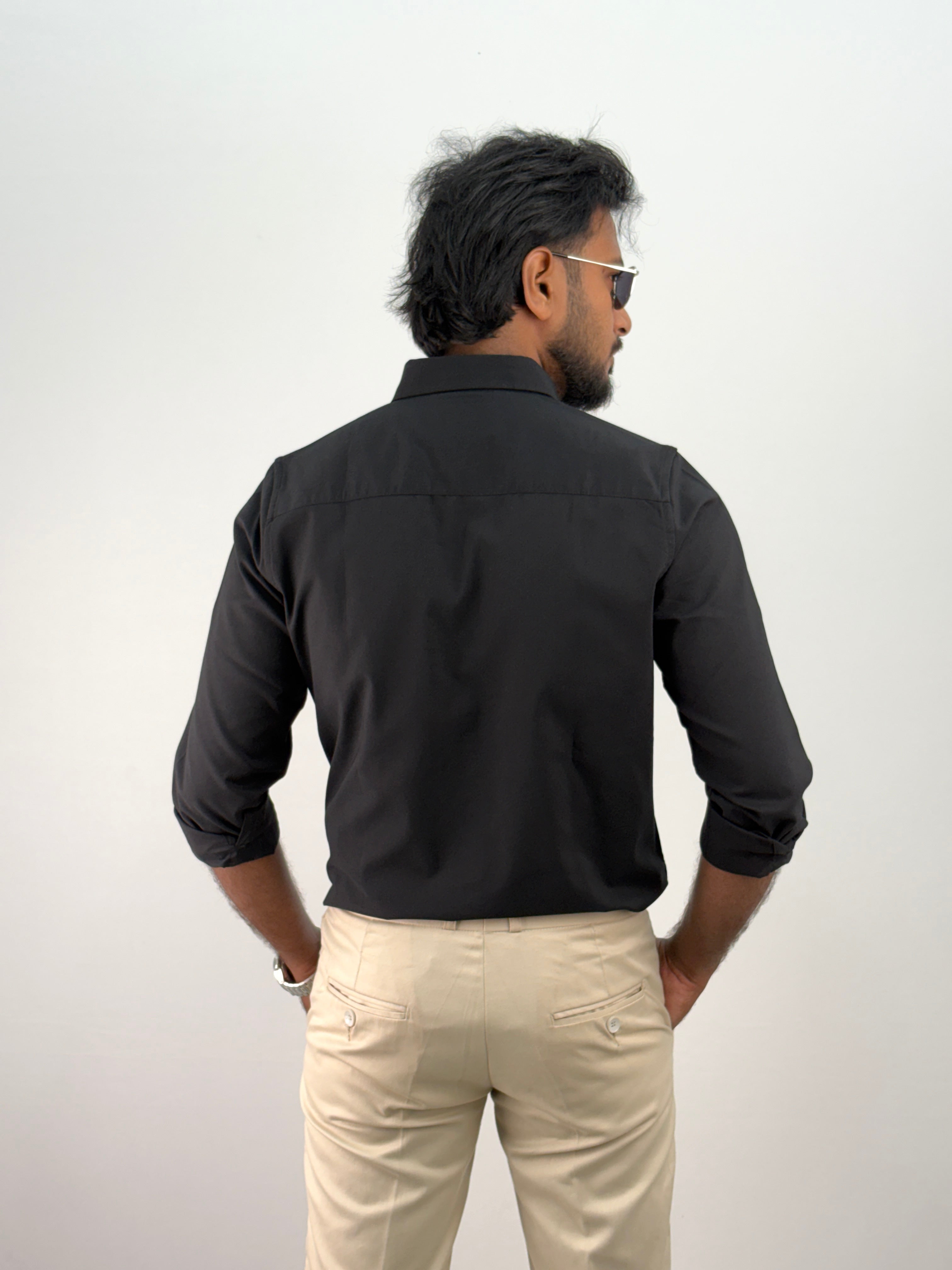 Black Plain Oxford Shirt 5