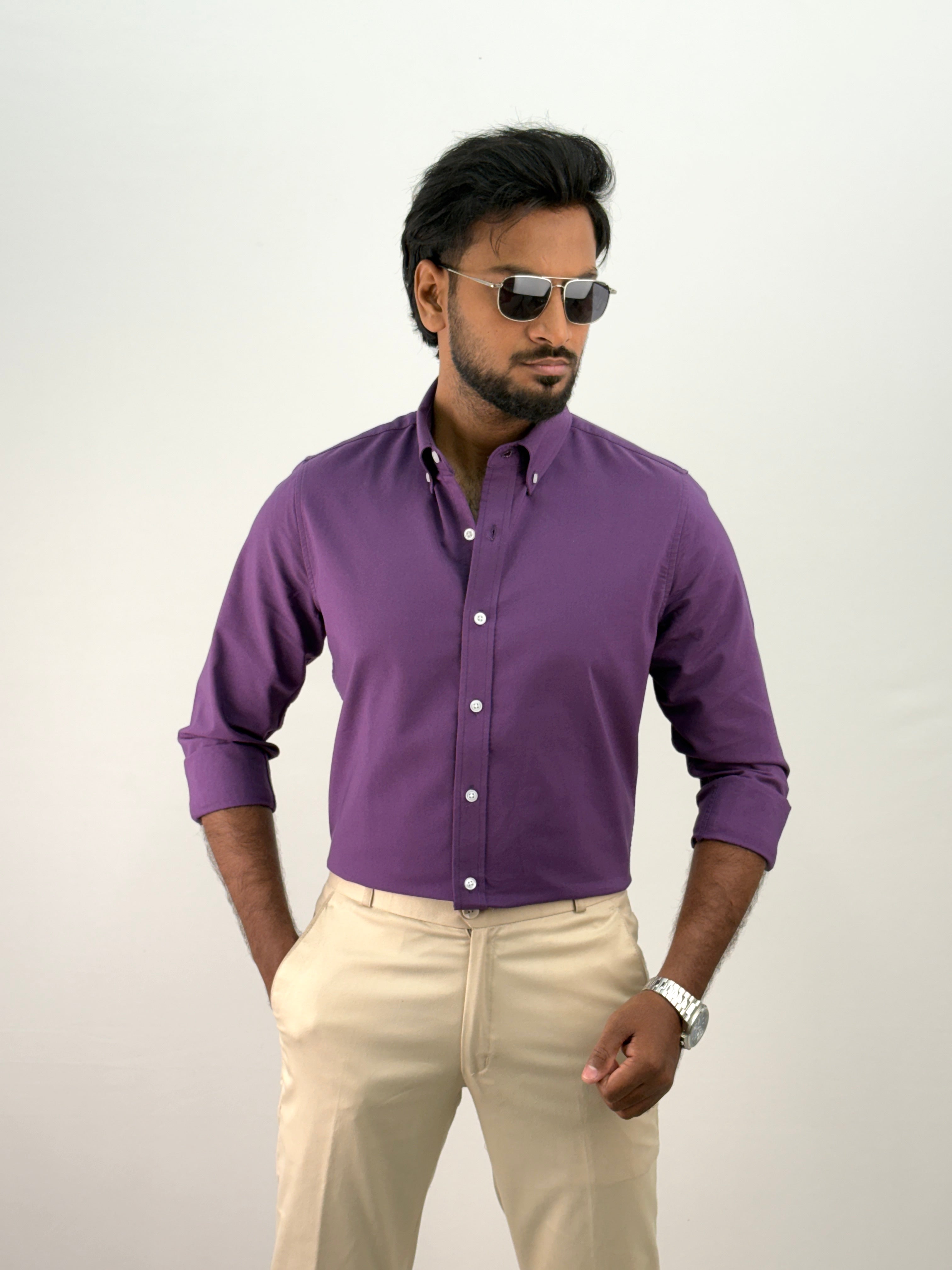 Purple Plain Oxford Shirt 5
