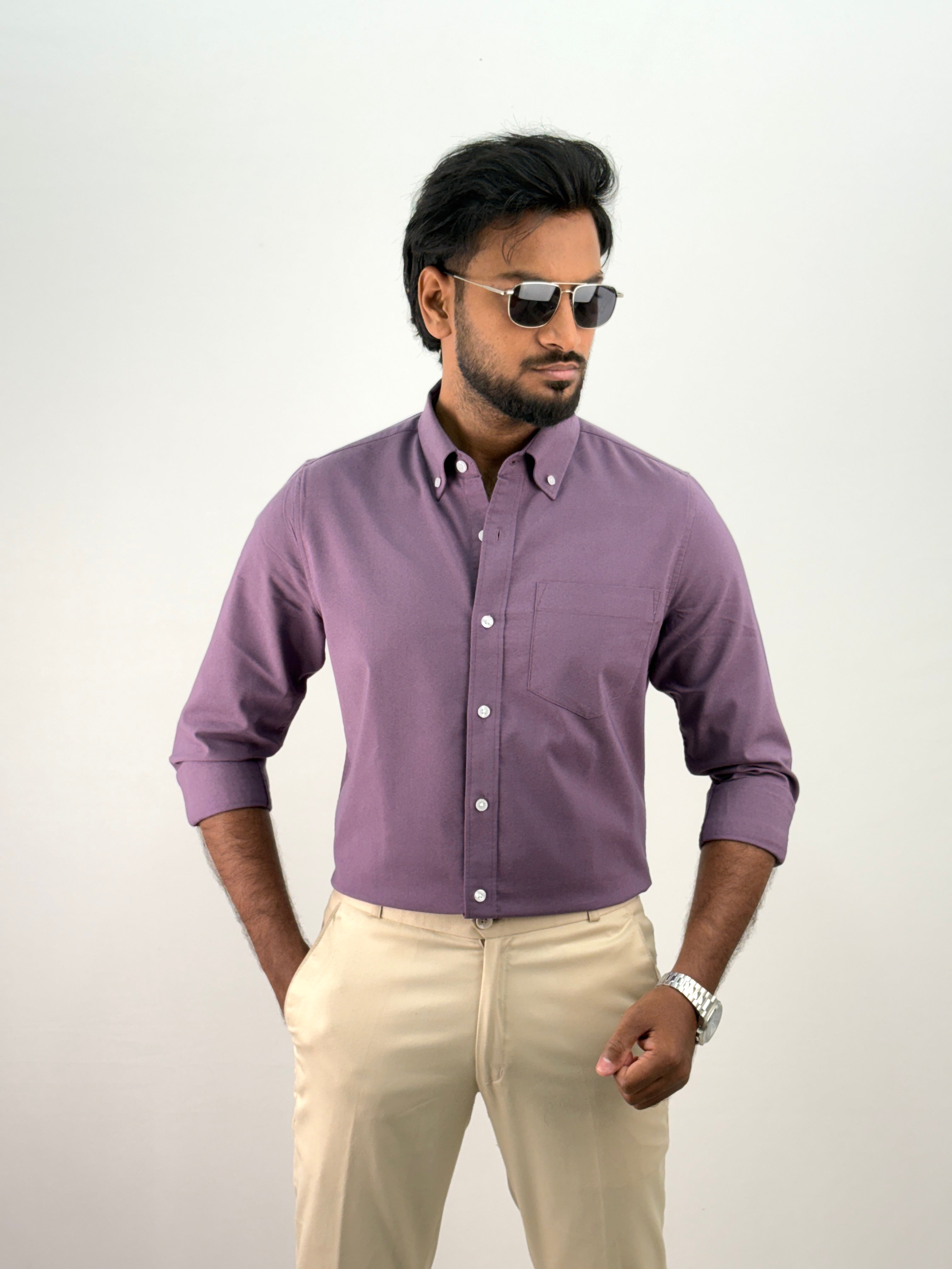 Lavender Plain Oxford Shirt 5