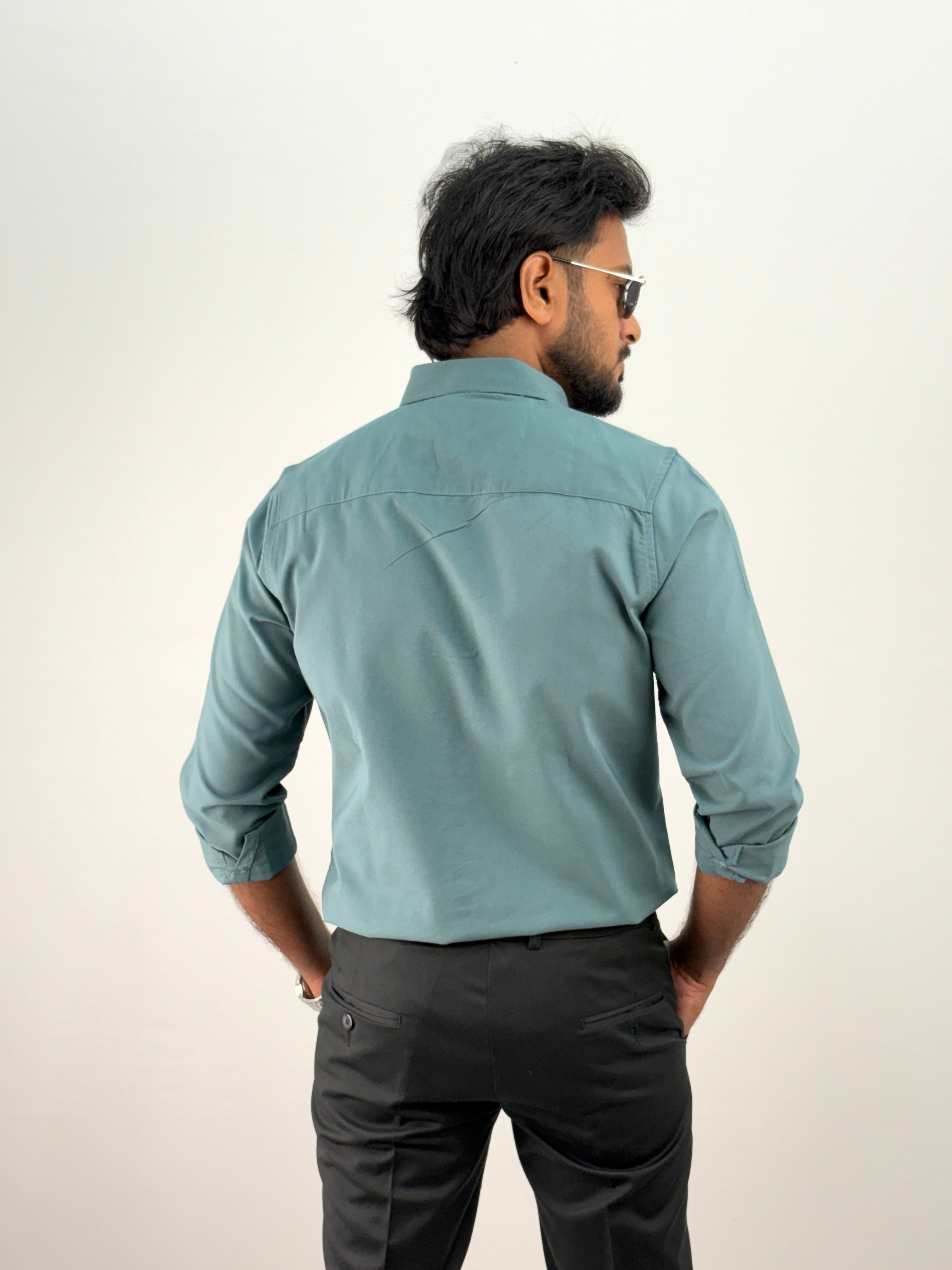 Aqua Plain Oxford Shirt 5