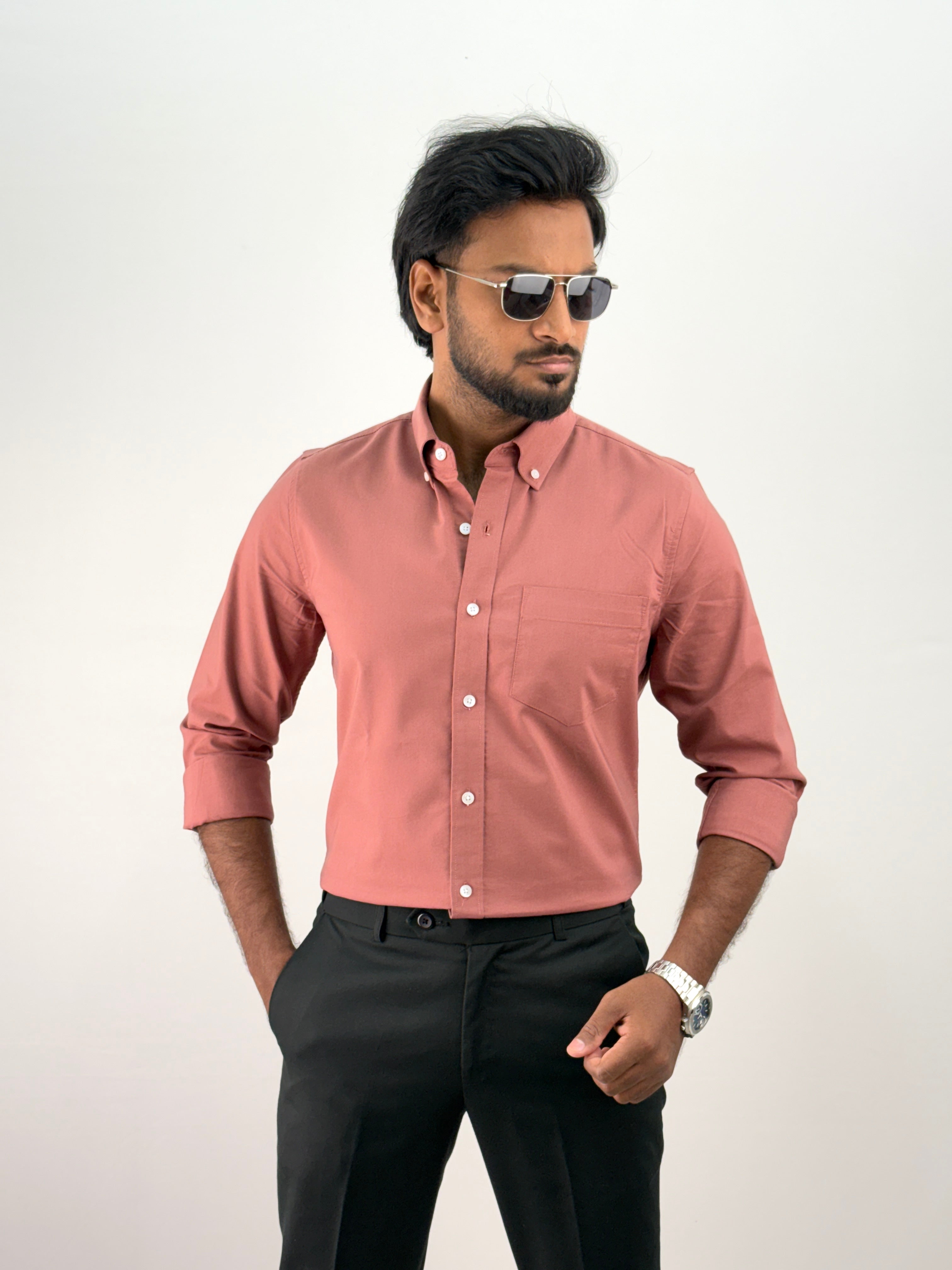 Mauve Plain Oxford Shirt 5