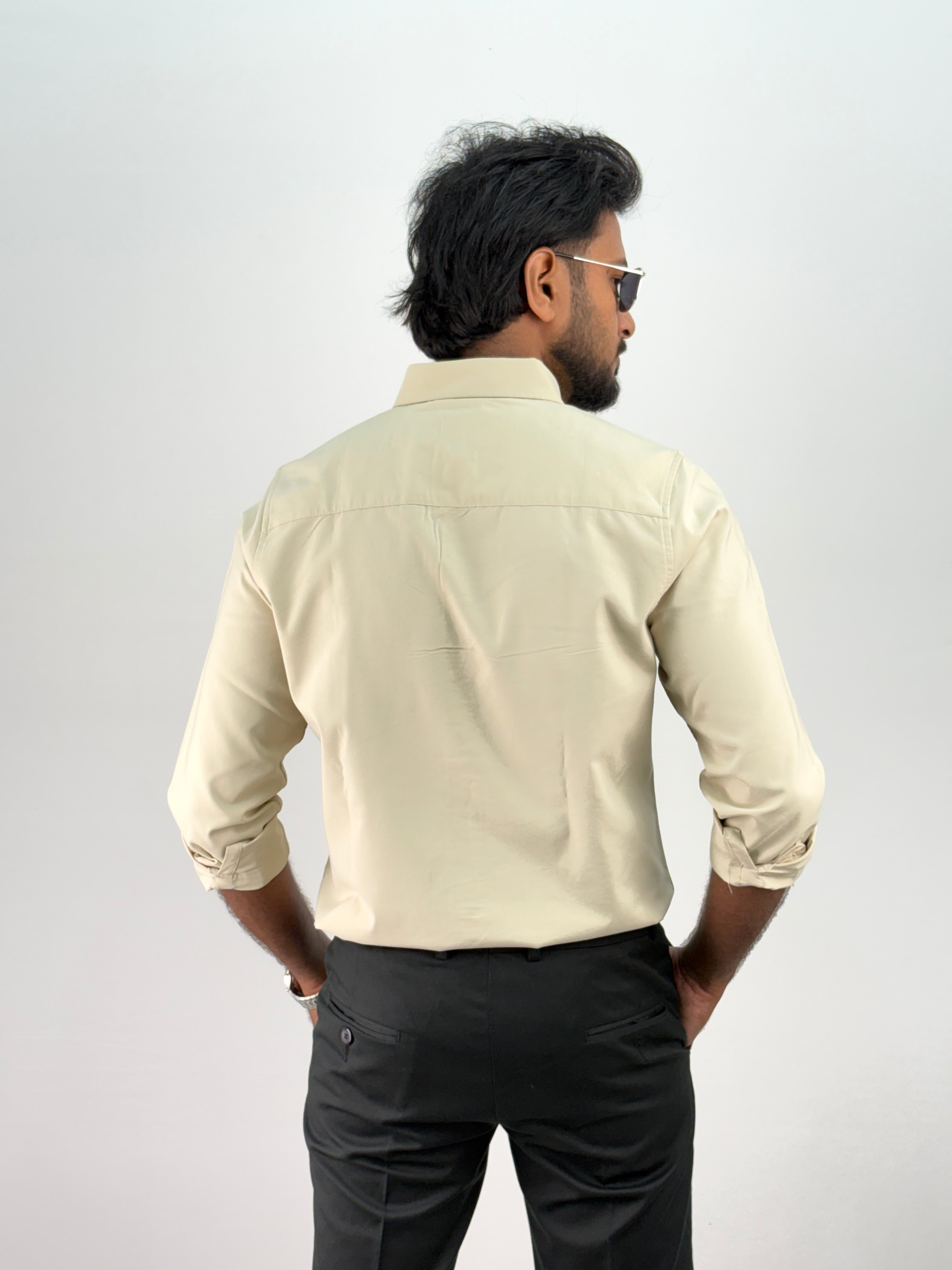 Cream Plain Oxford Shirt 6