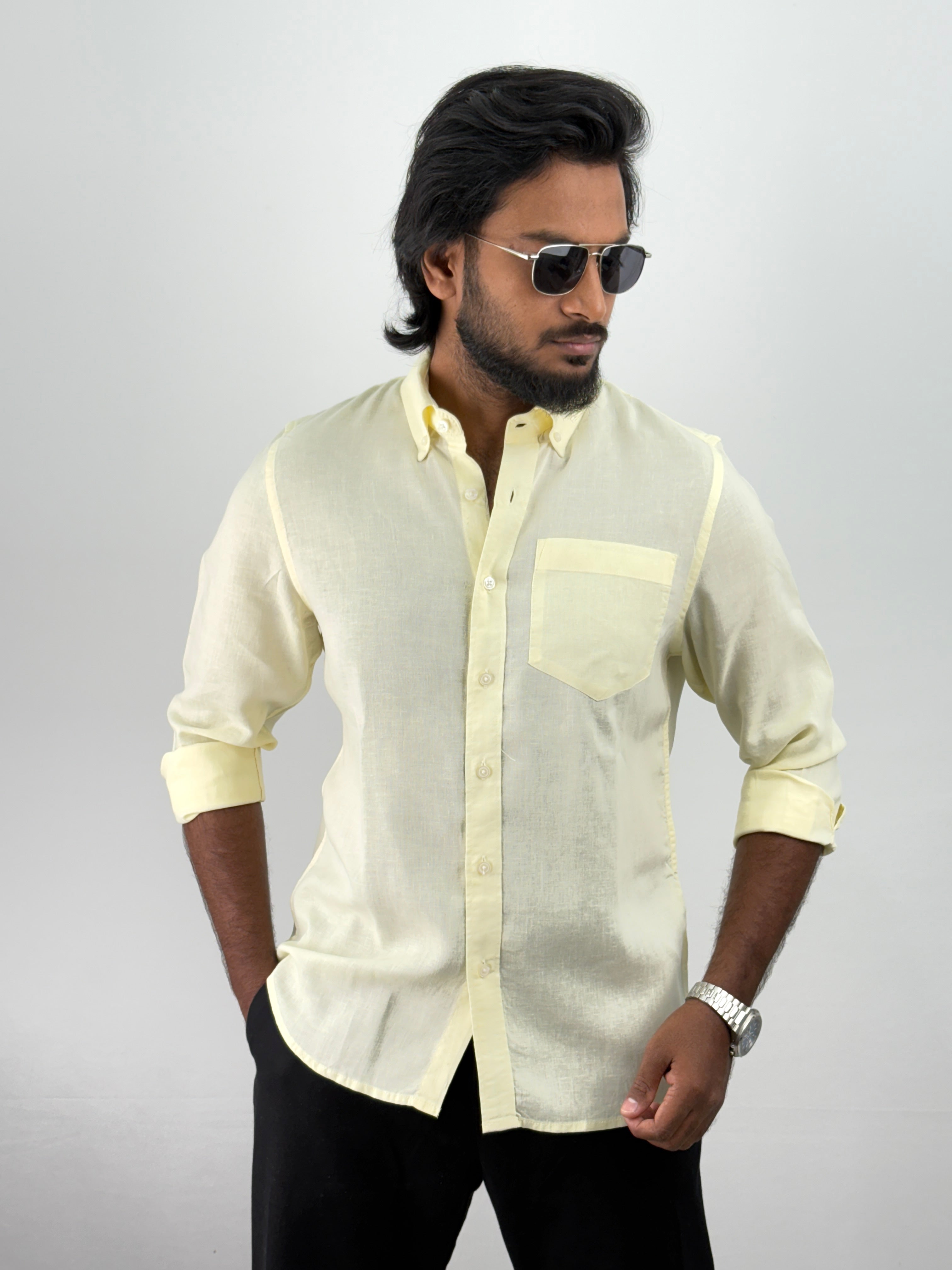 Light Yellow Linen Shirt