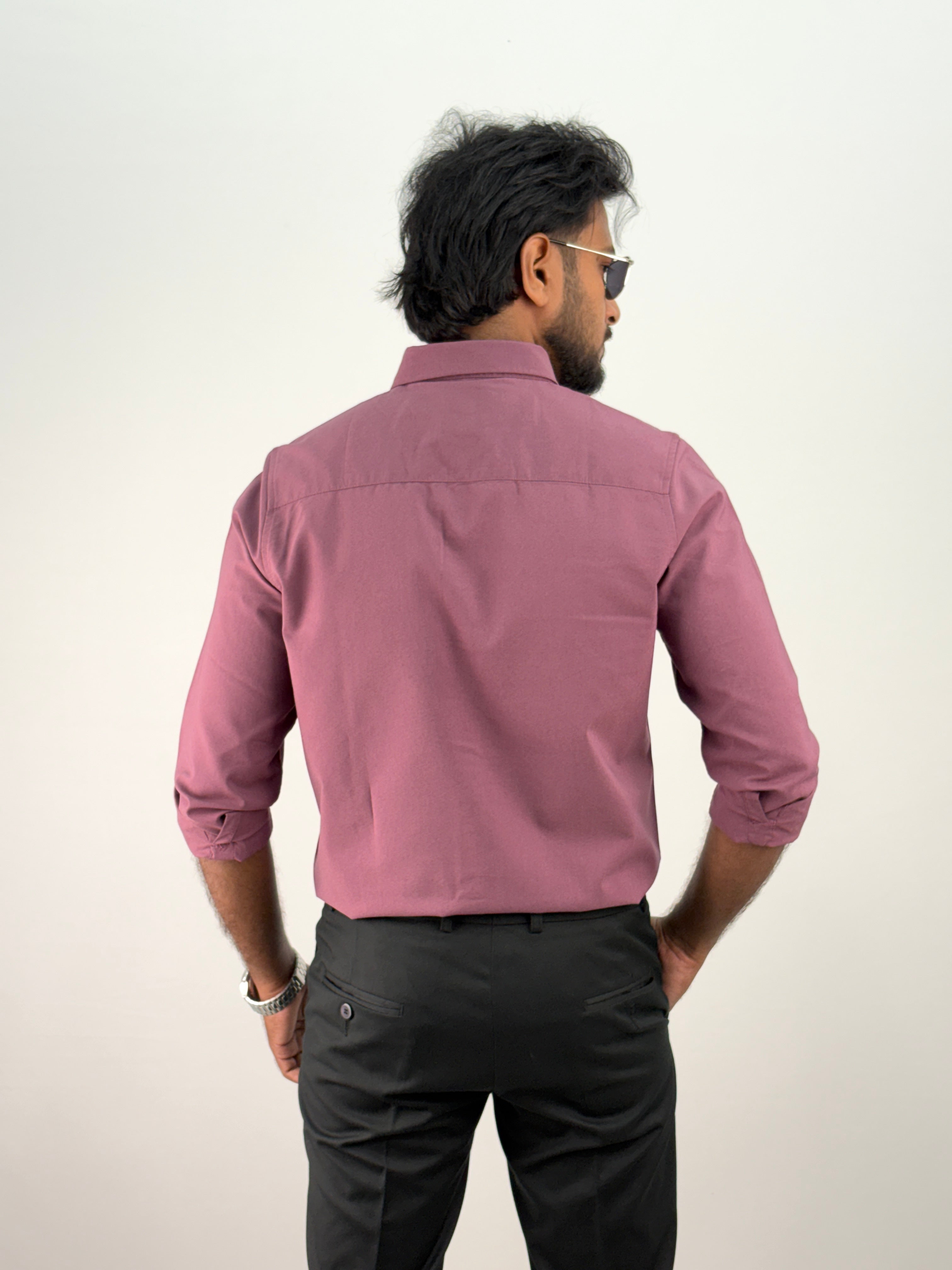 Burgundy Plain Oxford Shirt 5