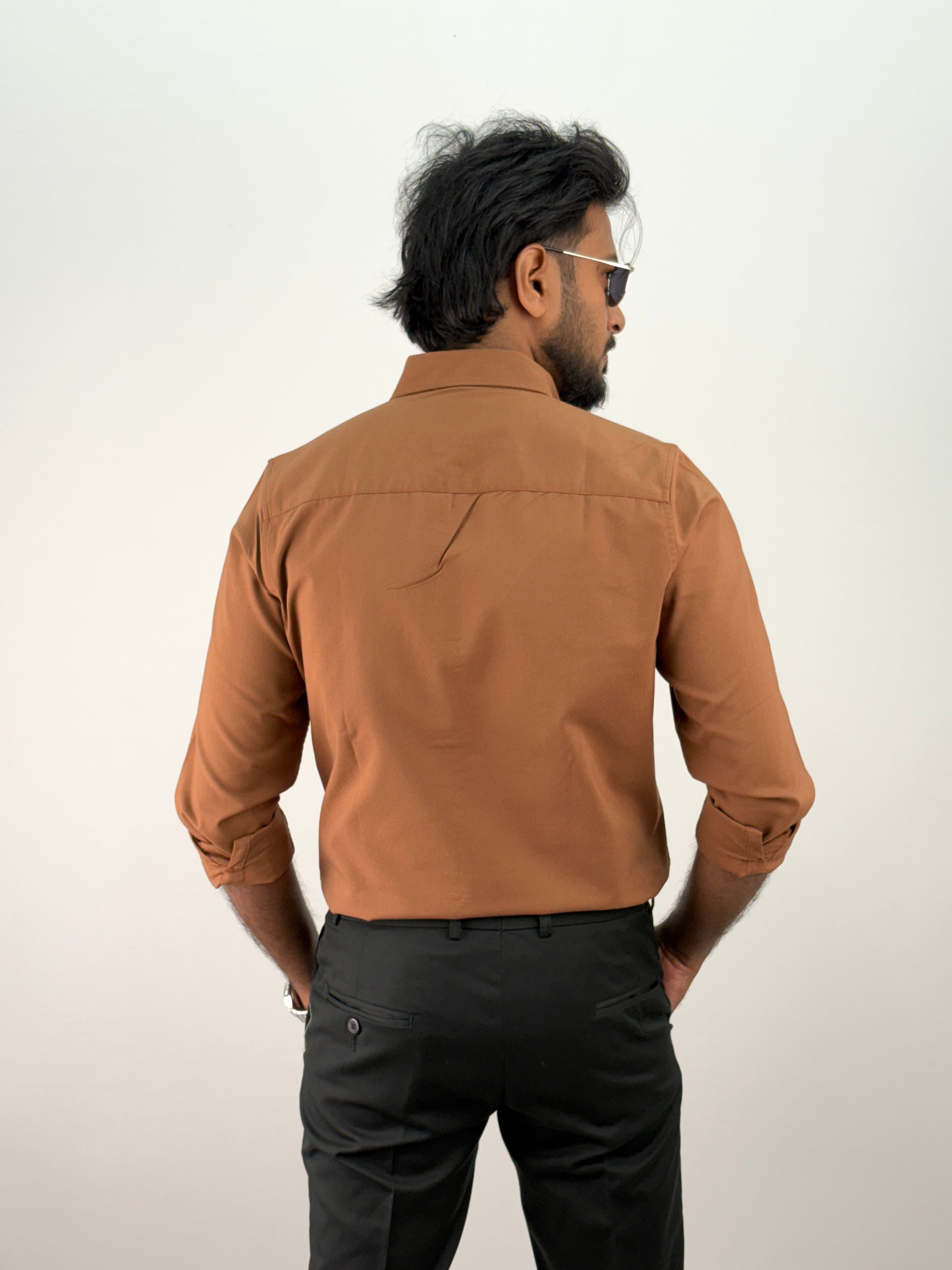 Light Brown Plain Oxford Shirt 5