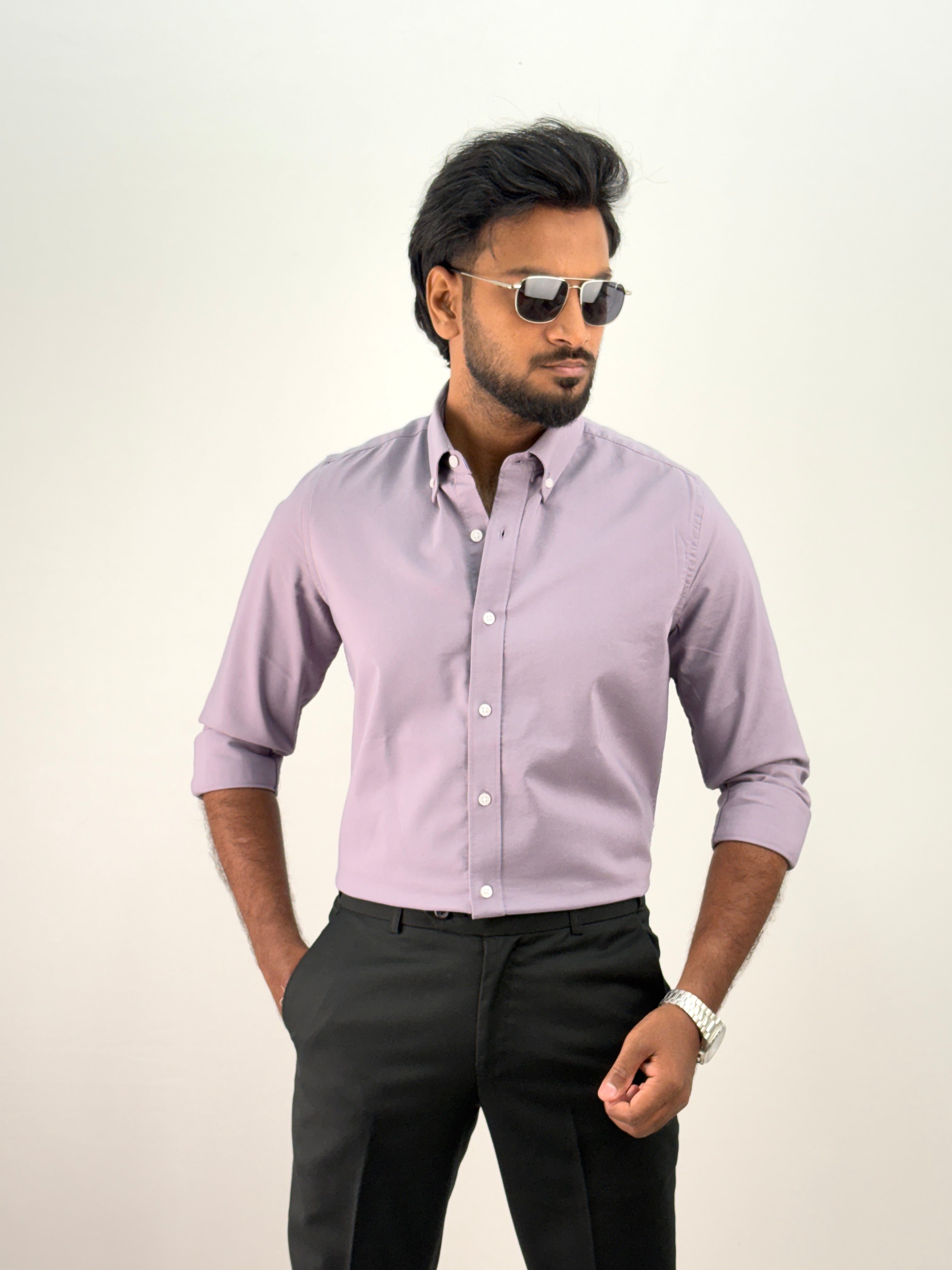 Light Lavender Plain Oxford Shirt 5