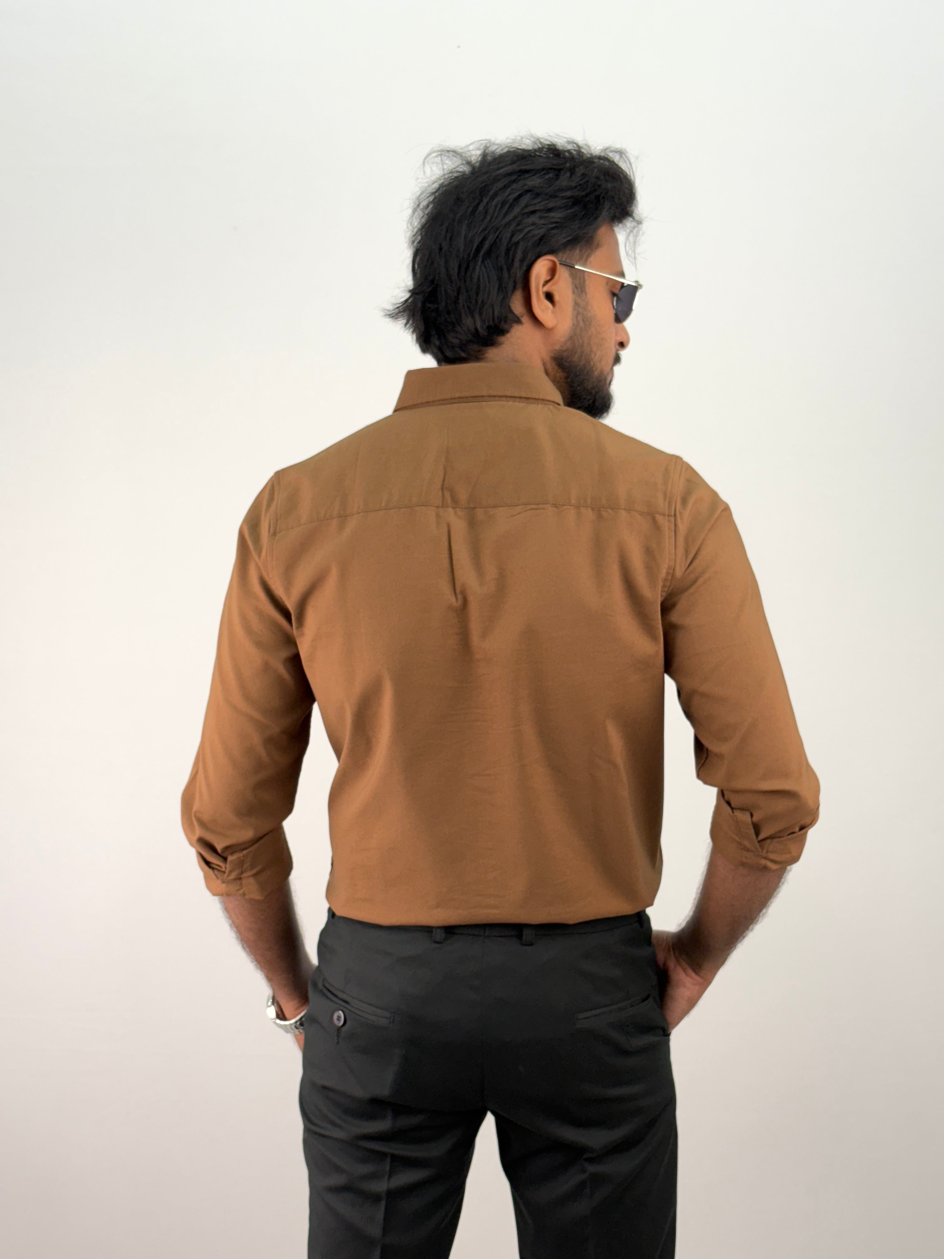 Brown Plain Oxford Shirt 5