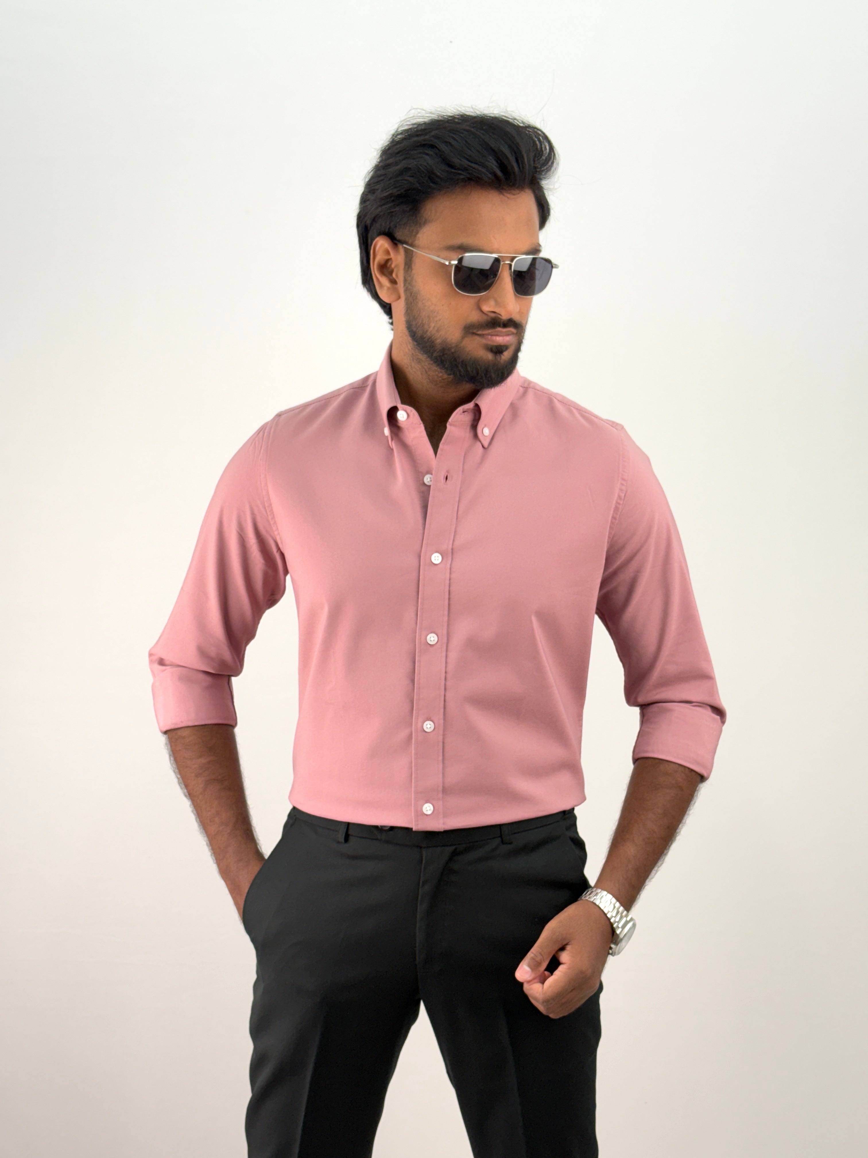 Peach Plain Oxford Shirt 5