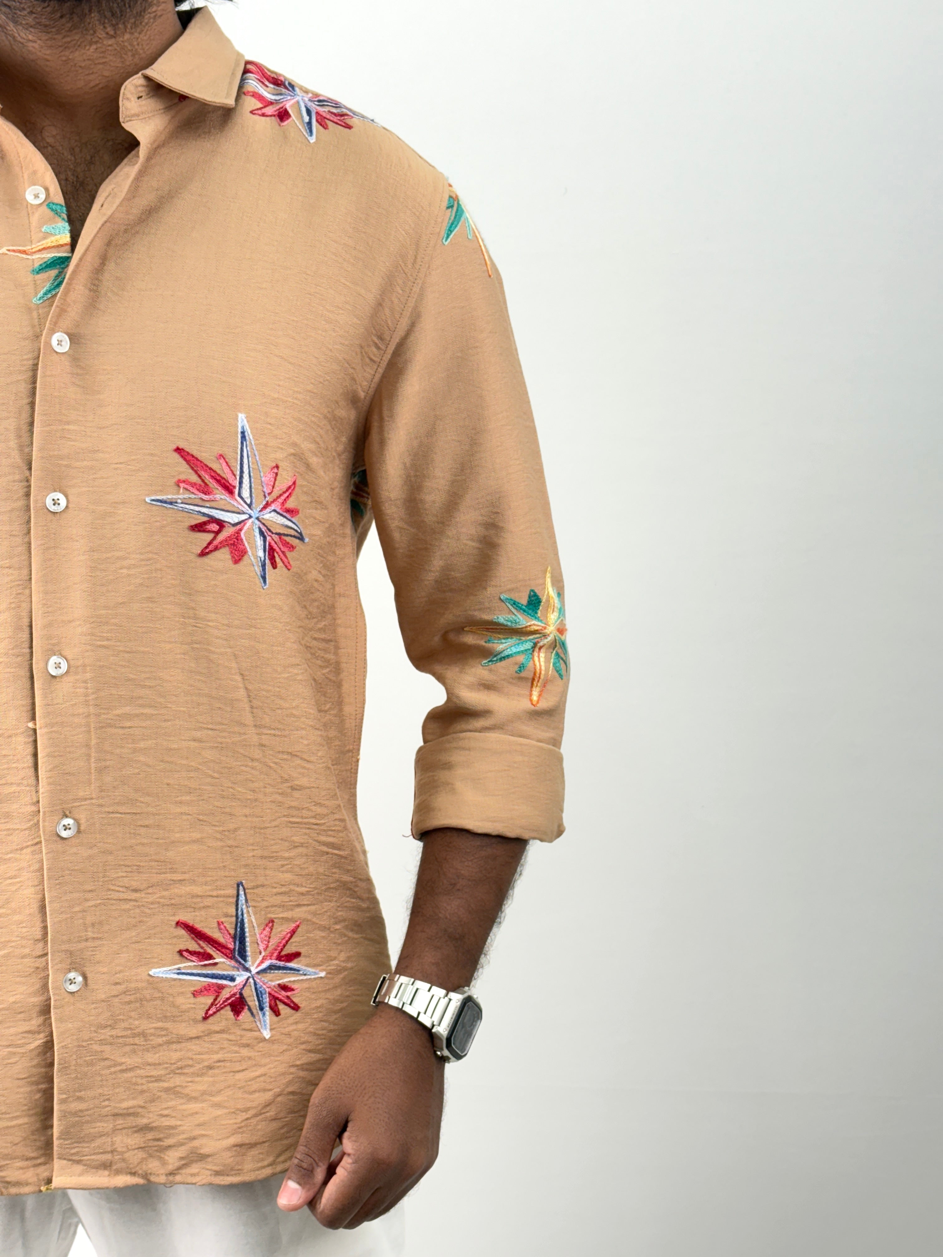 Khaki Embroidery Shirt