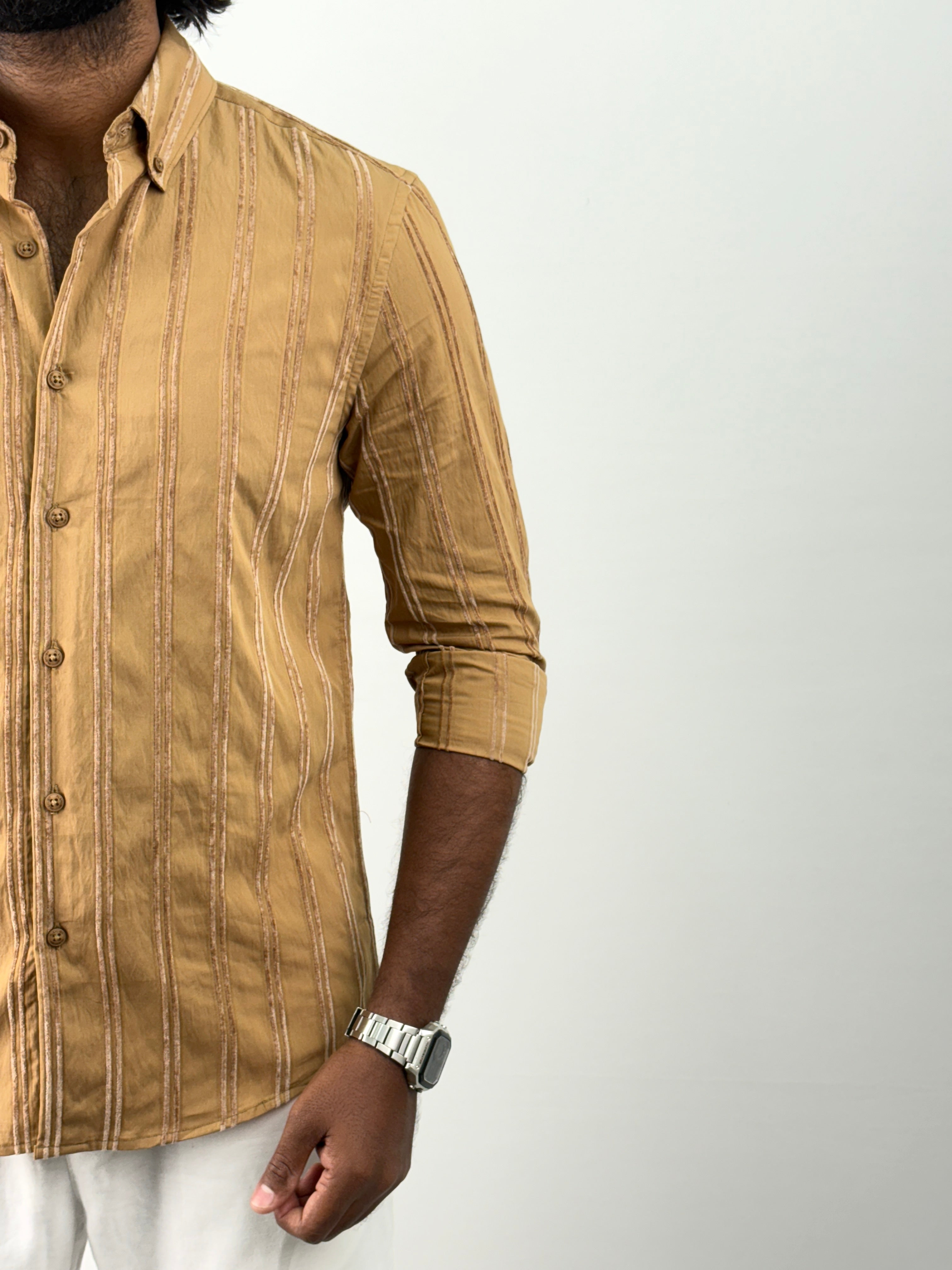 Yellow Self Stripe Shirt