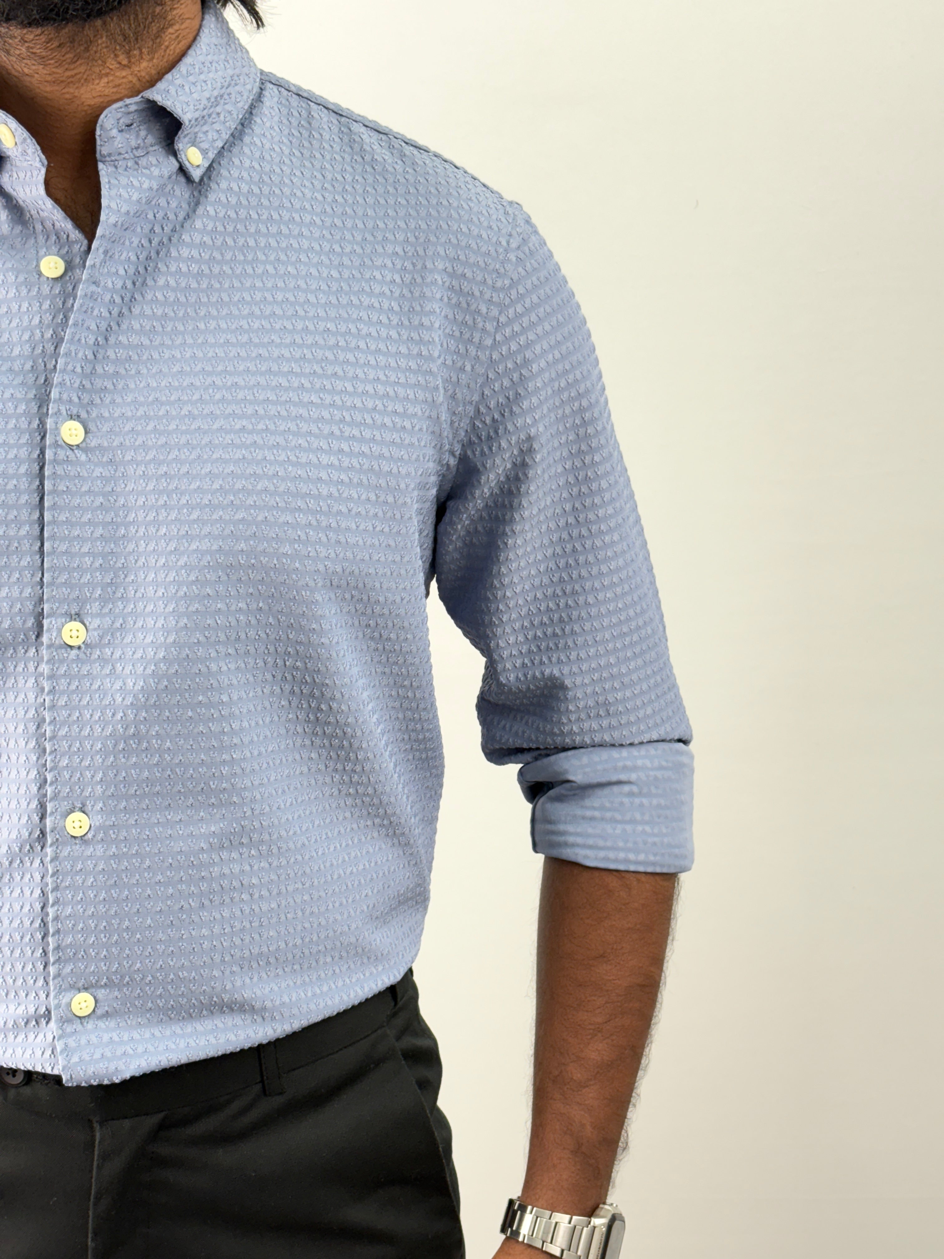 Blue Self Textured Shirt