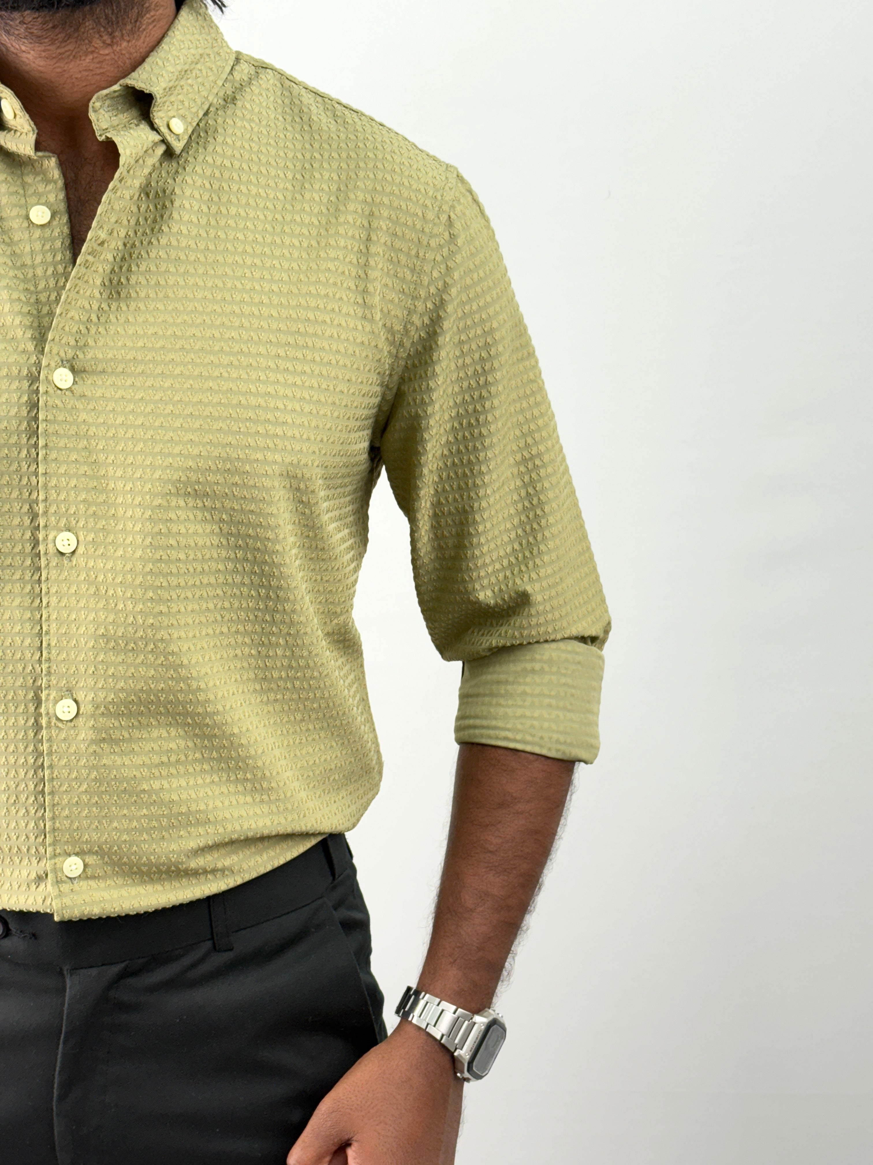 Olive Self Textured Shirt