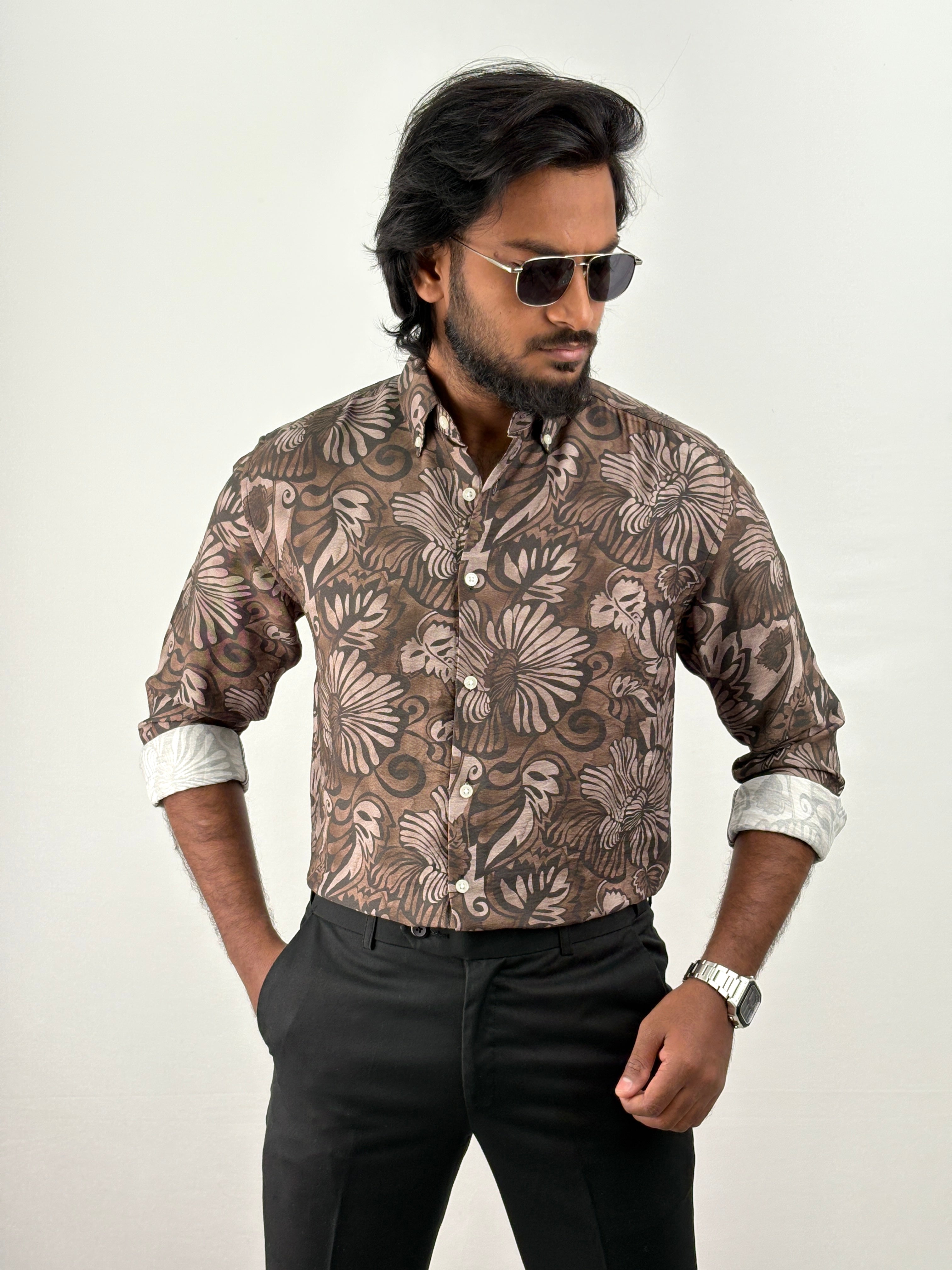 Brown Printed Shirt