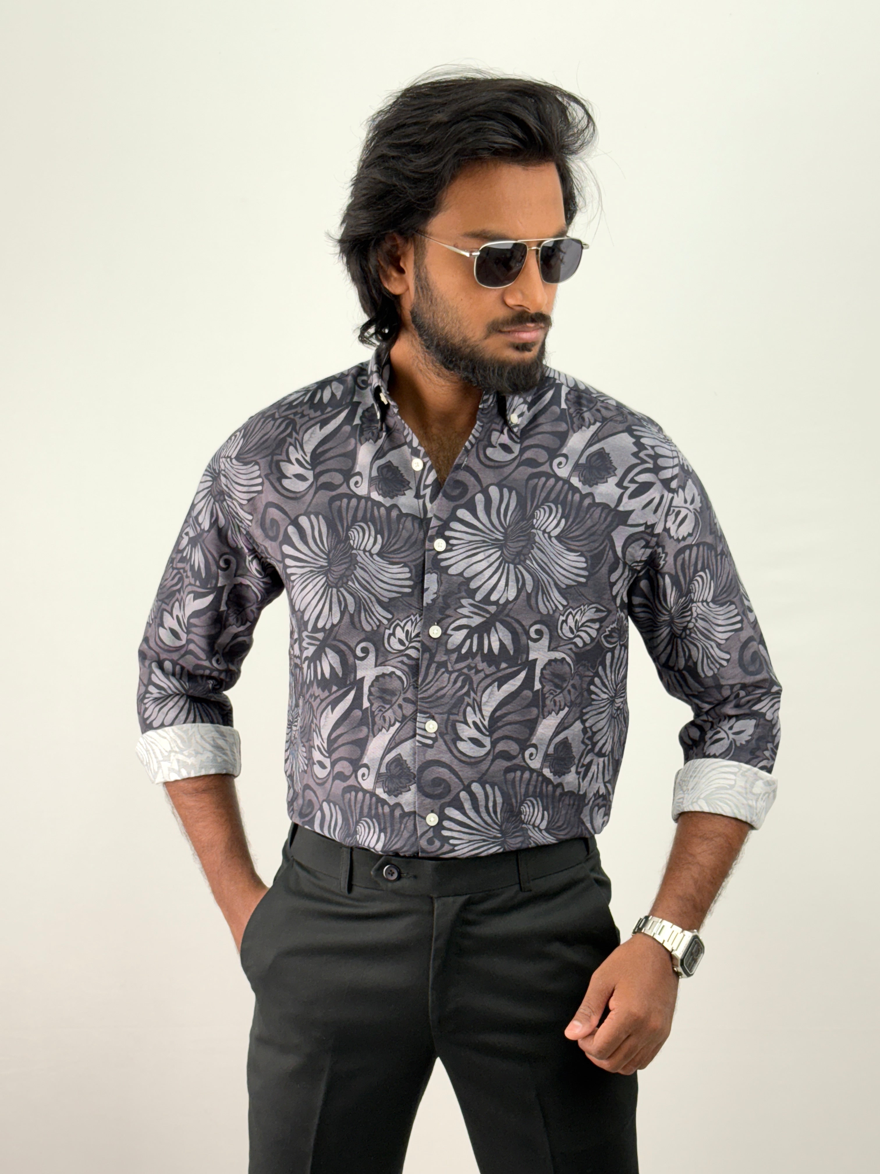 Dark Grey Printed Shirt